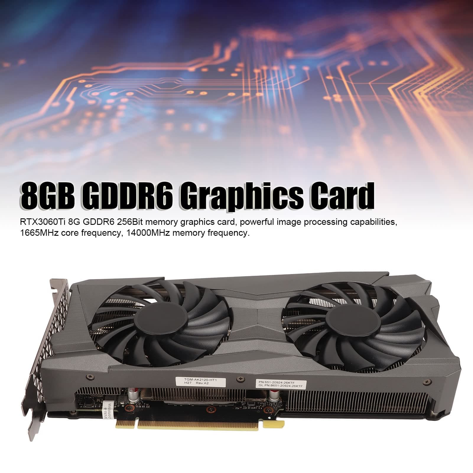 RTX 3060 Ti V2 OC Edition Gaming-Grafikkarte, 8 GB GDDR6, 1665 MHz Kernfrequenz, 7680 X 4320 Auflösung, HDR-Unterstützung, Gute Wärmeableitung Bild 3