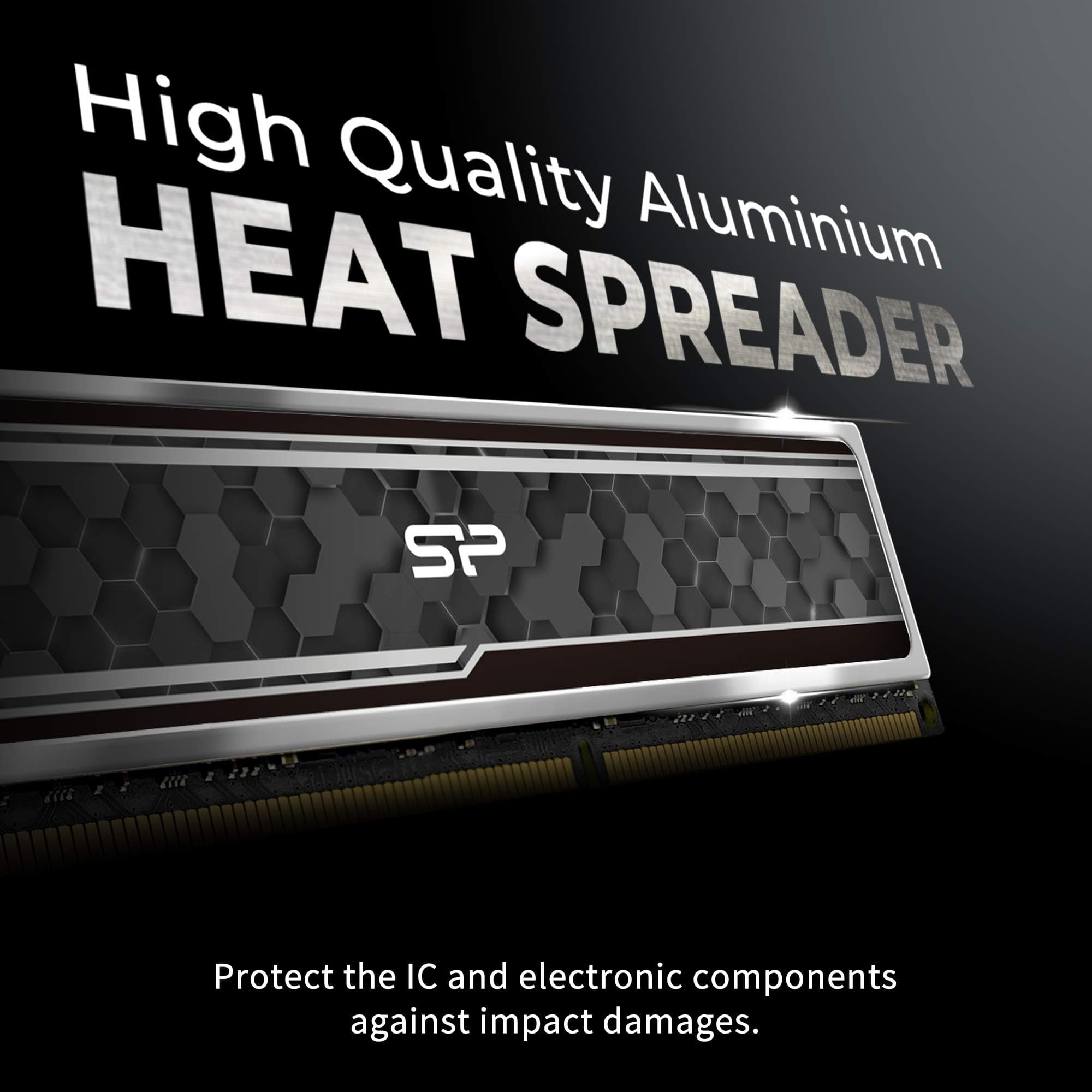 Silicon Power SP016GXLZU320BDAJ5 hochwertiger DDR4 RAM für Gaming, 16 GB (8 GB x 2), 3200 MHz (PC4 25600), CL 16, 1,35 V, Desktop-Arbeitsspeicher mit Kühlkörper, Grau (Camouflage Grey) Bild 3