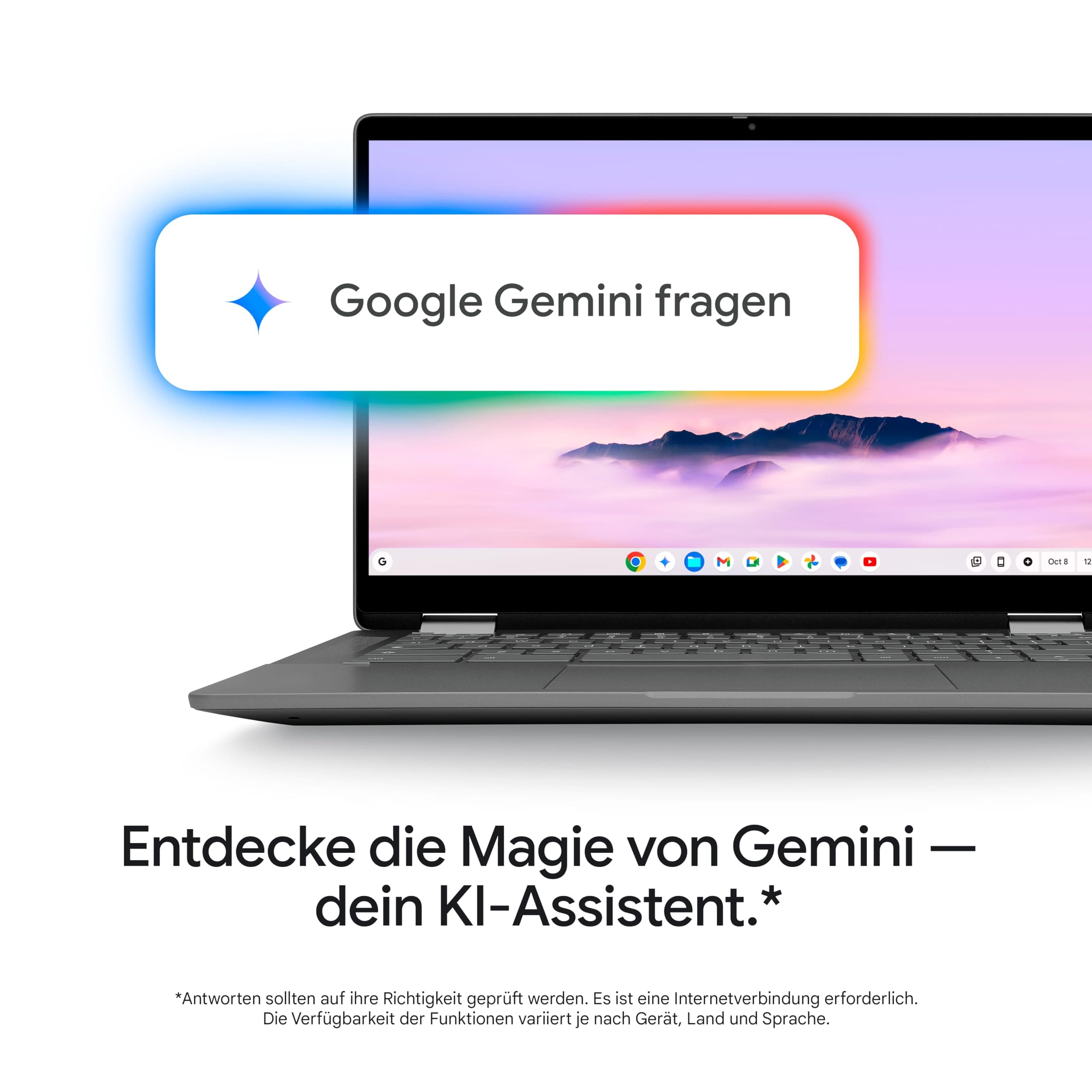 Lenovo Chrome Laptop | 14"WUXGA OLED Touch Display | MediaTek Kompanio Ultra 910 | 16GB RAM | 256GB SSD | ARM Immortalis G925 MC1 Grafik | ChromeOS | QWERTZ | Beleuchtet | Grau | 3 Monate Premium Care Bild 7
