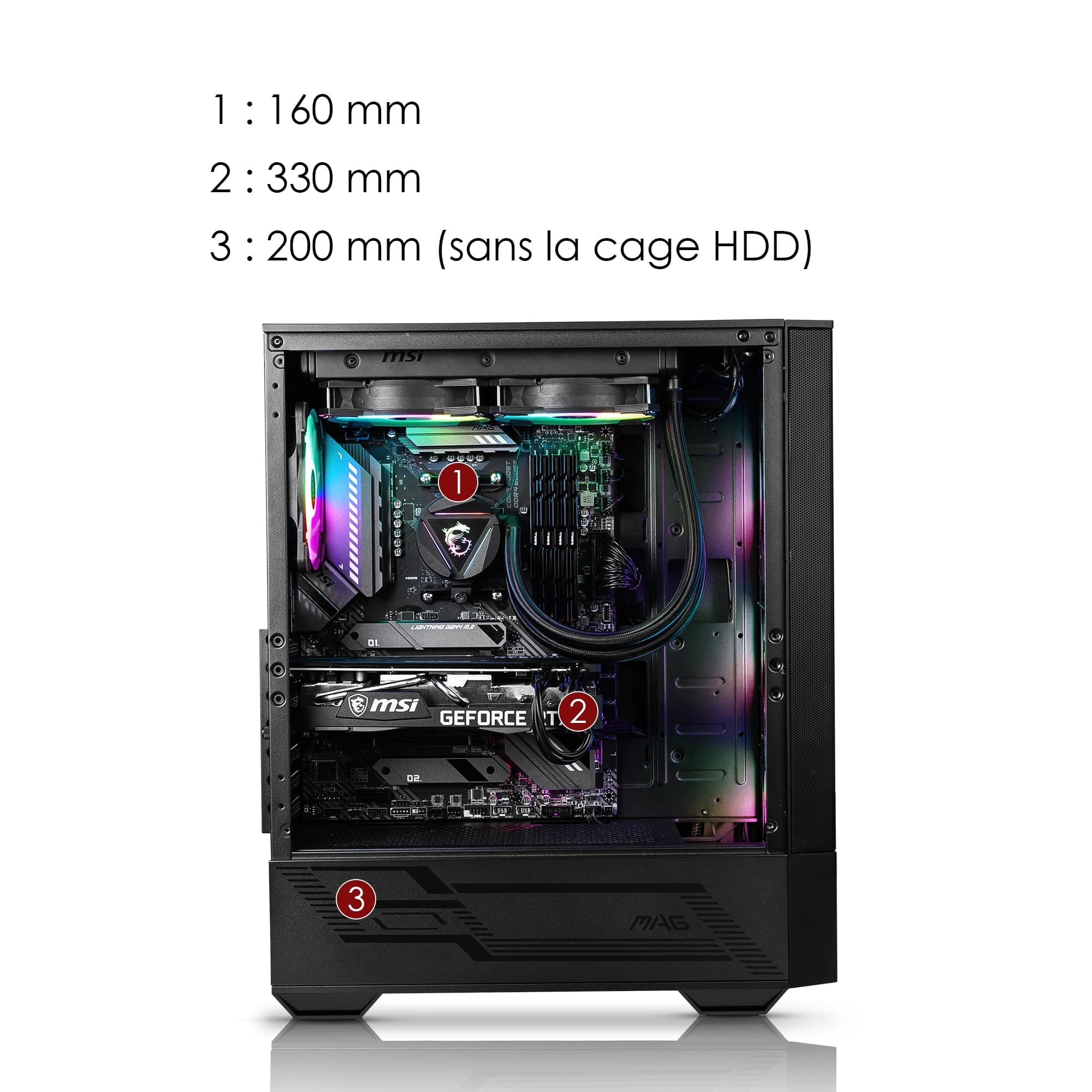 MSI MAG Forge 110R Mid-Tower ATX Gehäuse (2X USB 3.0 Anschluss, 1x 120mm A-RGB Fan im Lieferumfang, schwarz, RGB) Bild 3