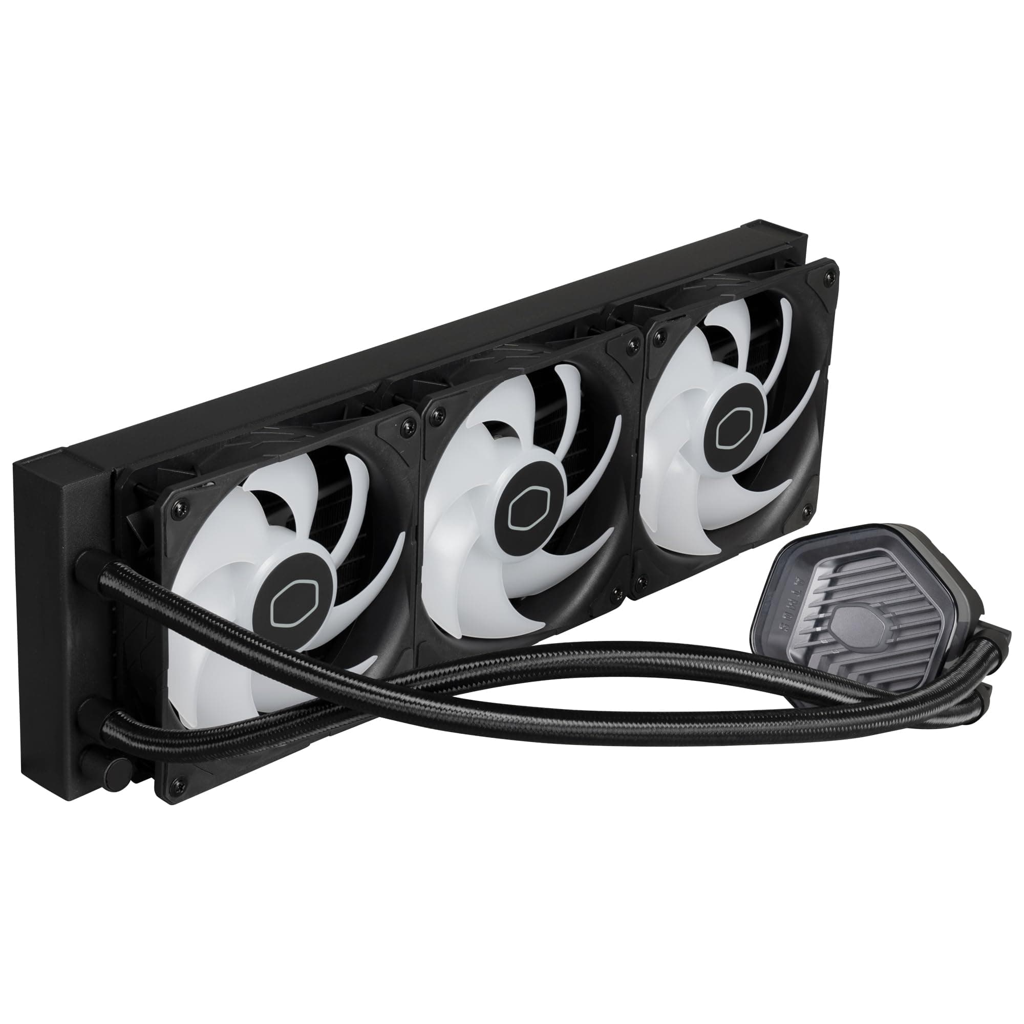 Cooler Master MasterLiquid Atmos 360 Black CPU-Wasserkühler – AIO-Wasserkühlung, Doppelkammerpumpe, vorinstallierte Sickleflow 120 Edge-Lüfter, adressierbares Gen 2 RGB, LGA1700- & AM5 – Schwarz Bild 5