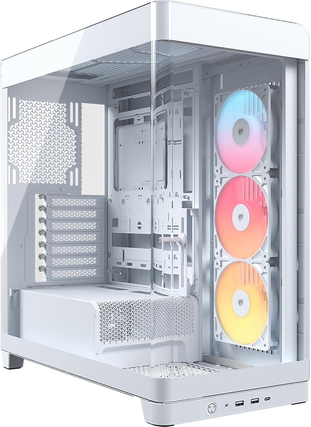CORSAIR Frame 4500X RS-R ARGB Panoramaglas Mid-Tower-PC-Gehäuse – InfiniRail Lüftermontagesystem, Passend für Zwei 360 mm Radiatoren, GPU Anti-Sag, Enthält 3X RS120R RGB LINK Lüfter – Weiß Bild 2