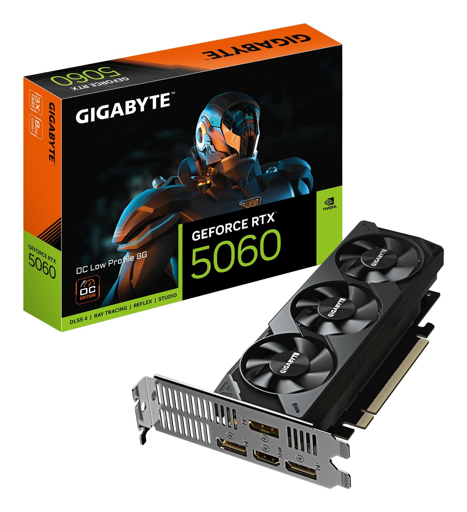Gigabyte GeForce RTX 5060 OC Low Profile 8G Grafikkarte - 8GB GDDR7, 128bit, PCI-E 5.0, 2512 MHz Kerntakt, 3 x DisplayPort, 1 x HDMI, GV-N5060OC-8GL Bild 2