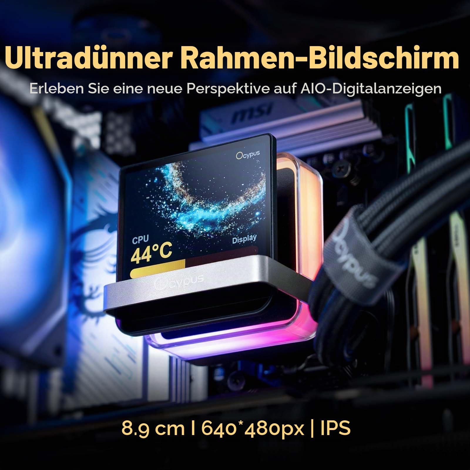 Sigma PRO L36 BK Aio Wasserkühlung 360mm,CPU Kühler,Ultra Schmaler Rahmen 3,5" IPS Display,640×480px,Schwebendes ARGB Design,Magnetisch Pump, FDB Lager,PWM Lüfter, für Intel&AMD Plattformen Sigma L36 PRO BK Bild 4