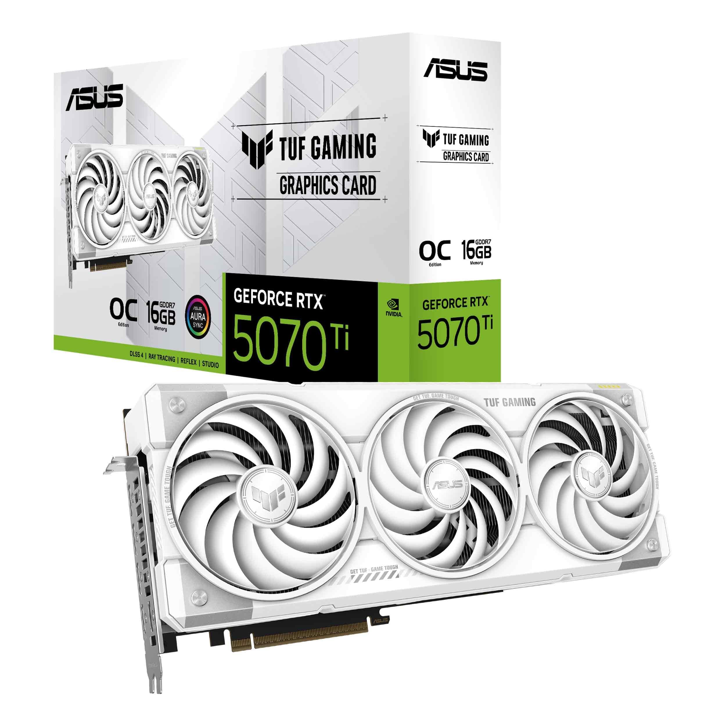 ASUS TUF Gaming GeForce RTX ™ 5070 Ti 16GB GDDR7 White OC Edition Gaming Grafikkarte (PCIe® 5.0, HDMI®/DP 2.1, 3.125-Slot, Komponenten in Militärqualität, schützende PCB-Beschichtung