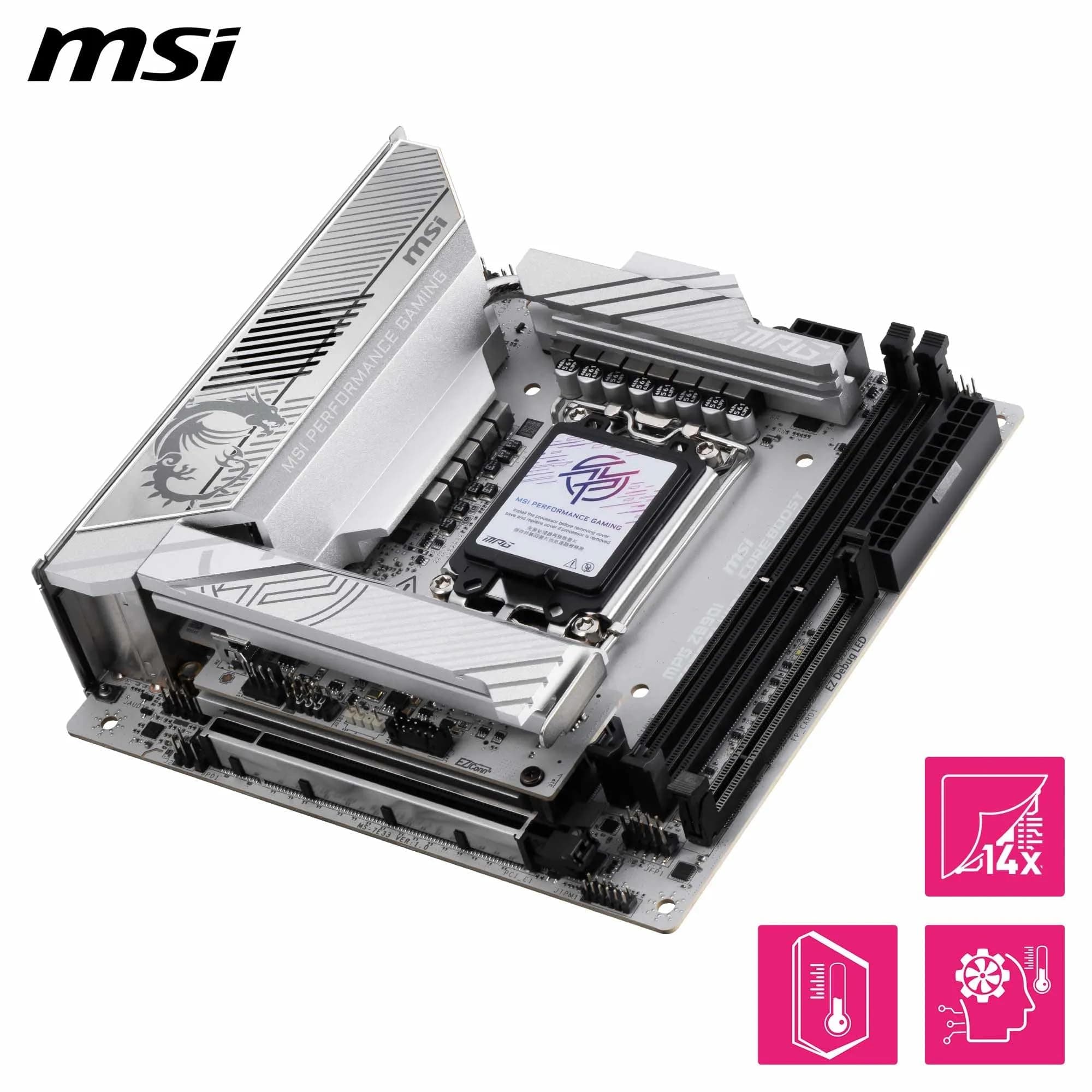 MSI MPG Z890I Edge TI WiFi Mainboard, Mini-ITX - Unterstützt Intel Core Ultra Prozessoren (Serie 2), LGA 1851-110A SPS VRM, DDR5 Memory Boost (8600+ MT/s OC), PCIe 5.0 x16, M.2 Gen5, Wi-Fi 7, 5G LAN Bild 7