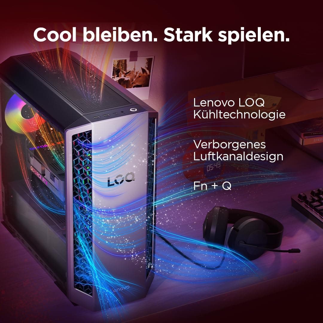 Lenovo LOQ Tower Gaming Desktop-PC | AMD Ryzen 7 8745HX | 16RAM | 1TB | NVIDIA GeForce RTX 5060 | Windows 11 | 26L | Luna Grau-Eclipse Black | 3 Monate GamePass | 3 Monate Premium Care Bild 6