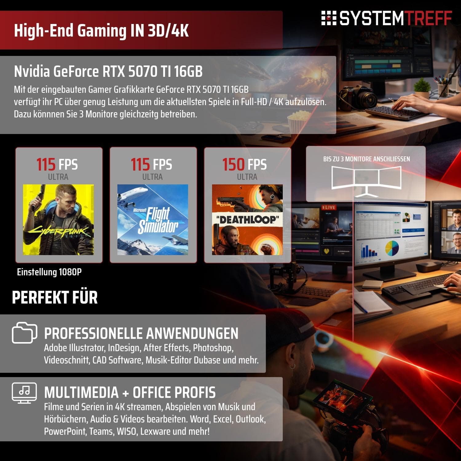 SYSTEMTREFF High-End Gaming PC weiß AMD Ryzen 7 9800X3D 8x5.2GHz | Nvidia RTX 5070 TI 16GB | 1TB M.2 NVMe | 32GB DDR5 RAM | Windows 11 | Desktop Computer Rechner für Gamer, Zocker & Streamer Bild 5