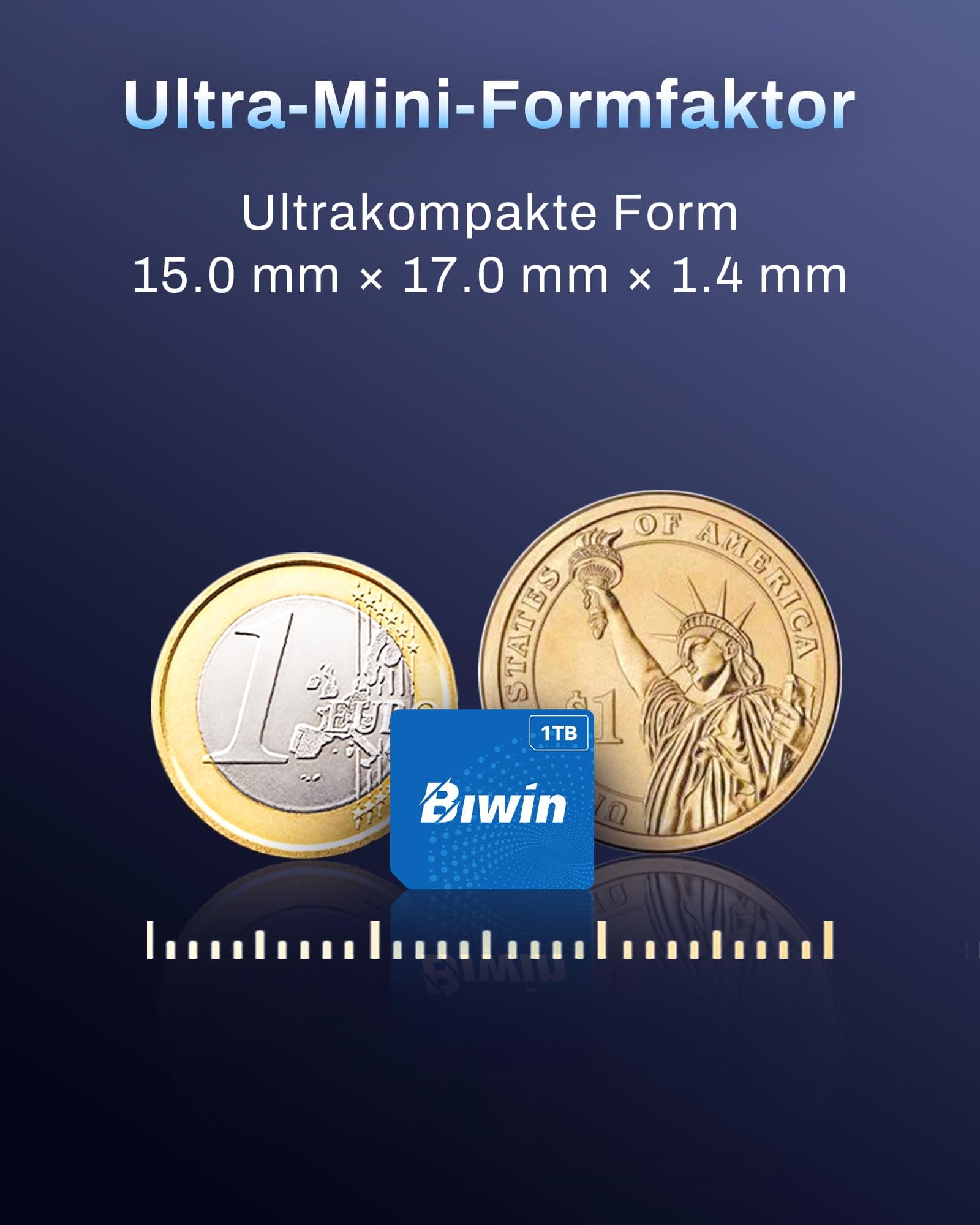 BIWIN CL100 Mini SSD 1TB - PCIe Gen4×2 NVMe 1.4 - Ultra-kompakte SSD in mit 3700 MB/s Lesen & 3400 MB/s Schreiben - IP68 Wasserdicht Stoßfest für Ultrabooks/Mini-PCs/Handhelds Bild 5