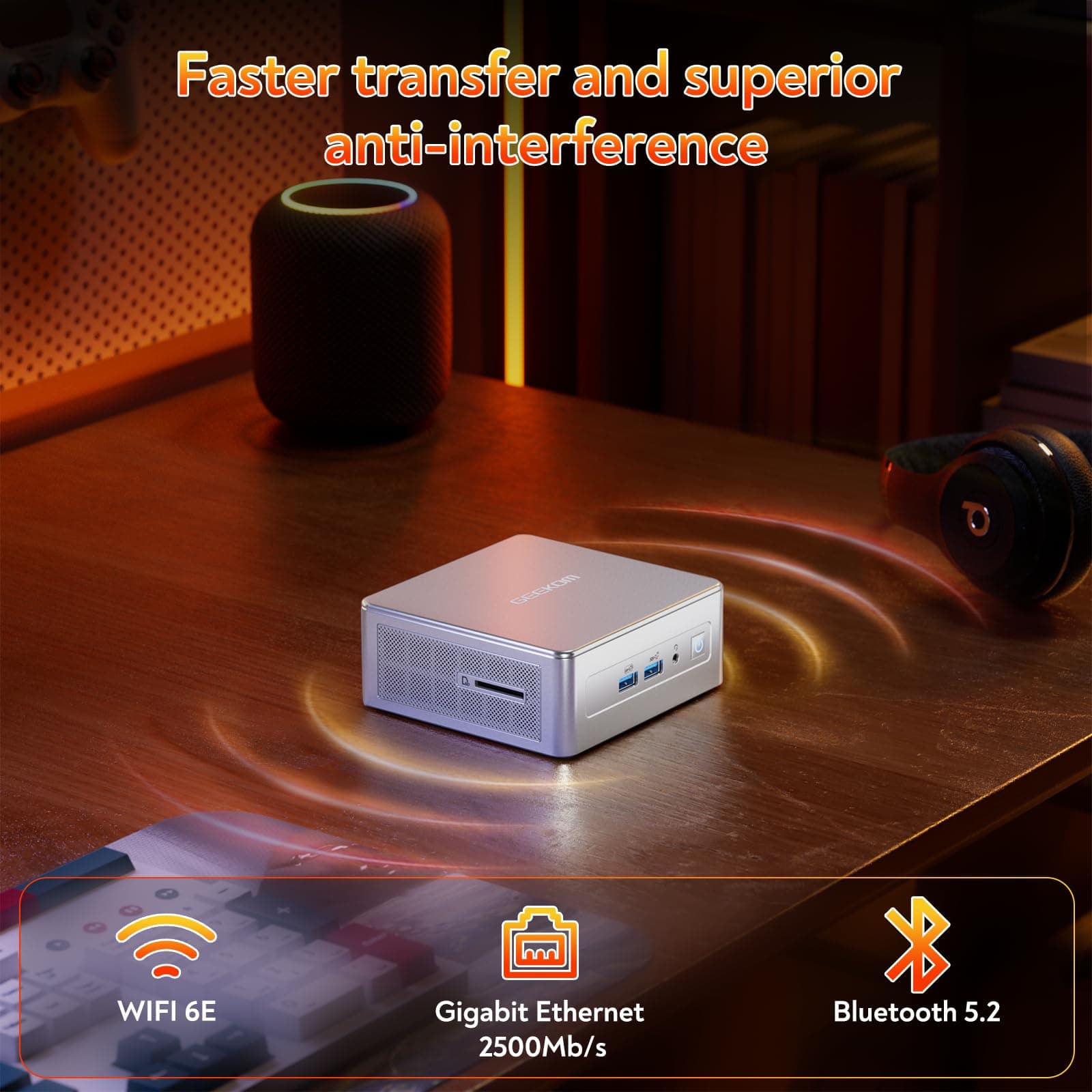 GEEKOM AI Mini PC AE8, Windows 11 Pro Mini Computer,mit AMD Ryzen 9 8945HS (bis zu 5,2 GHz), 32GB DDR5 5600MHz+1TB SSD Mini PC Gaming, AMD Radeon 780M/USB 4.0/WiFi 6E/BT5.2 für Home/Office/Gaming R9 8945HS(32+1) Bild 4