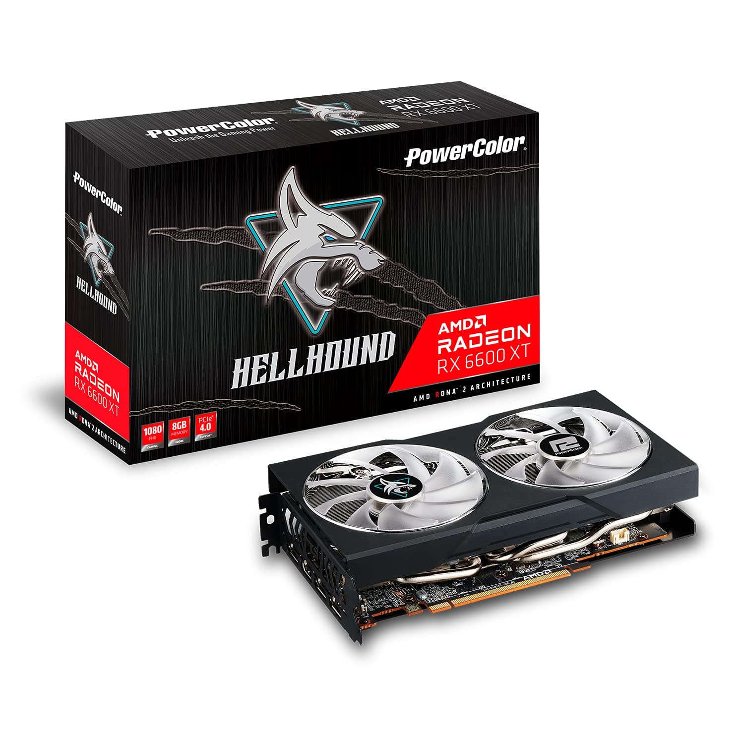 PowerColor Hellhound Radeon RX 6600XT Gamer-Grafikkarte, AMD, 8 GB, GDDR6 Schwarz Bild 2