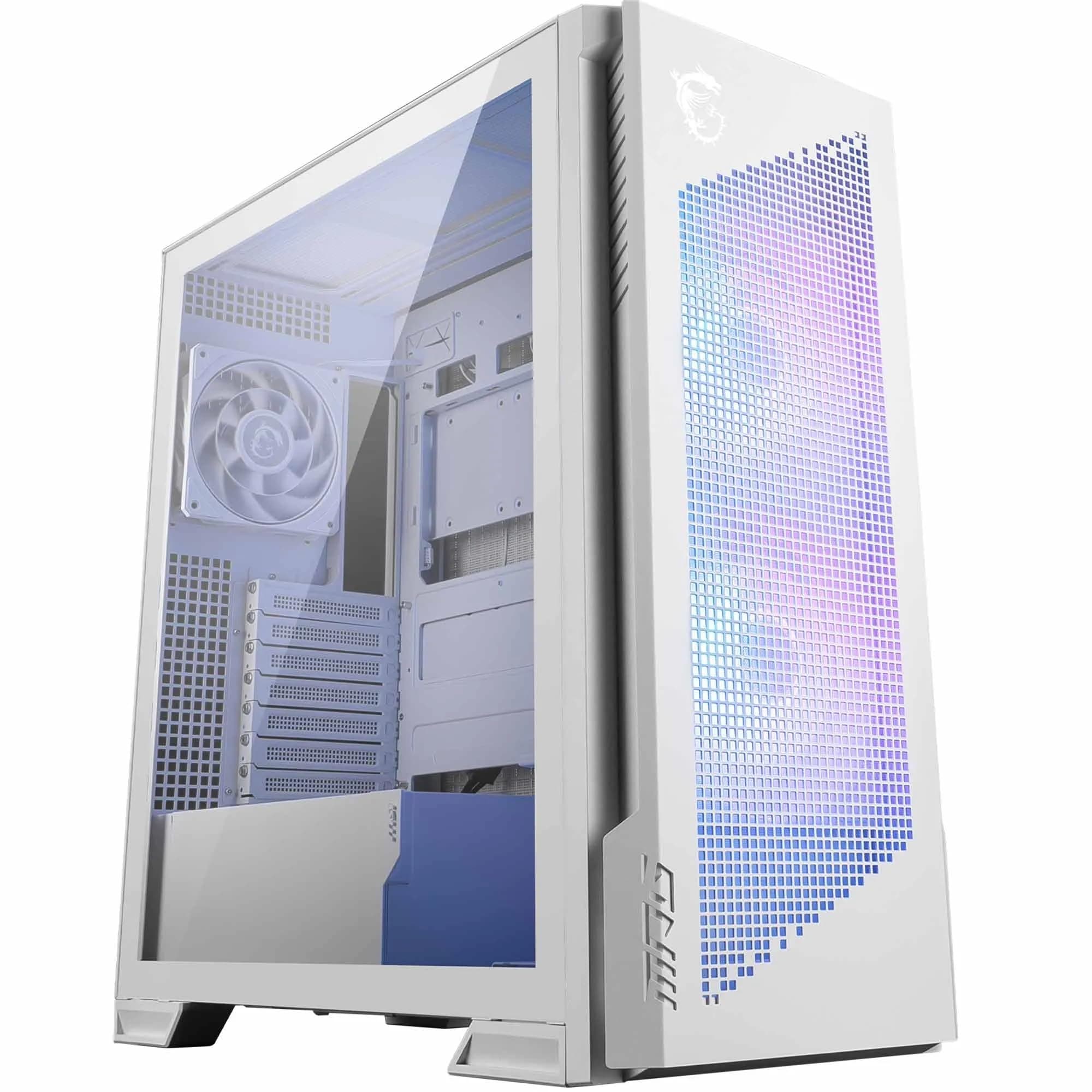 MPG Velox 300R Airflow PZ White - Mid Tower Gaming-PC-Gehäuse - 160 mm Dual-Layer-Lüfter - Unterstützt Radiatoren mit bis zu 360 mm - Einfache DIY-Funktionen - Unterstützt Back-Connect Mainboards Bild 2