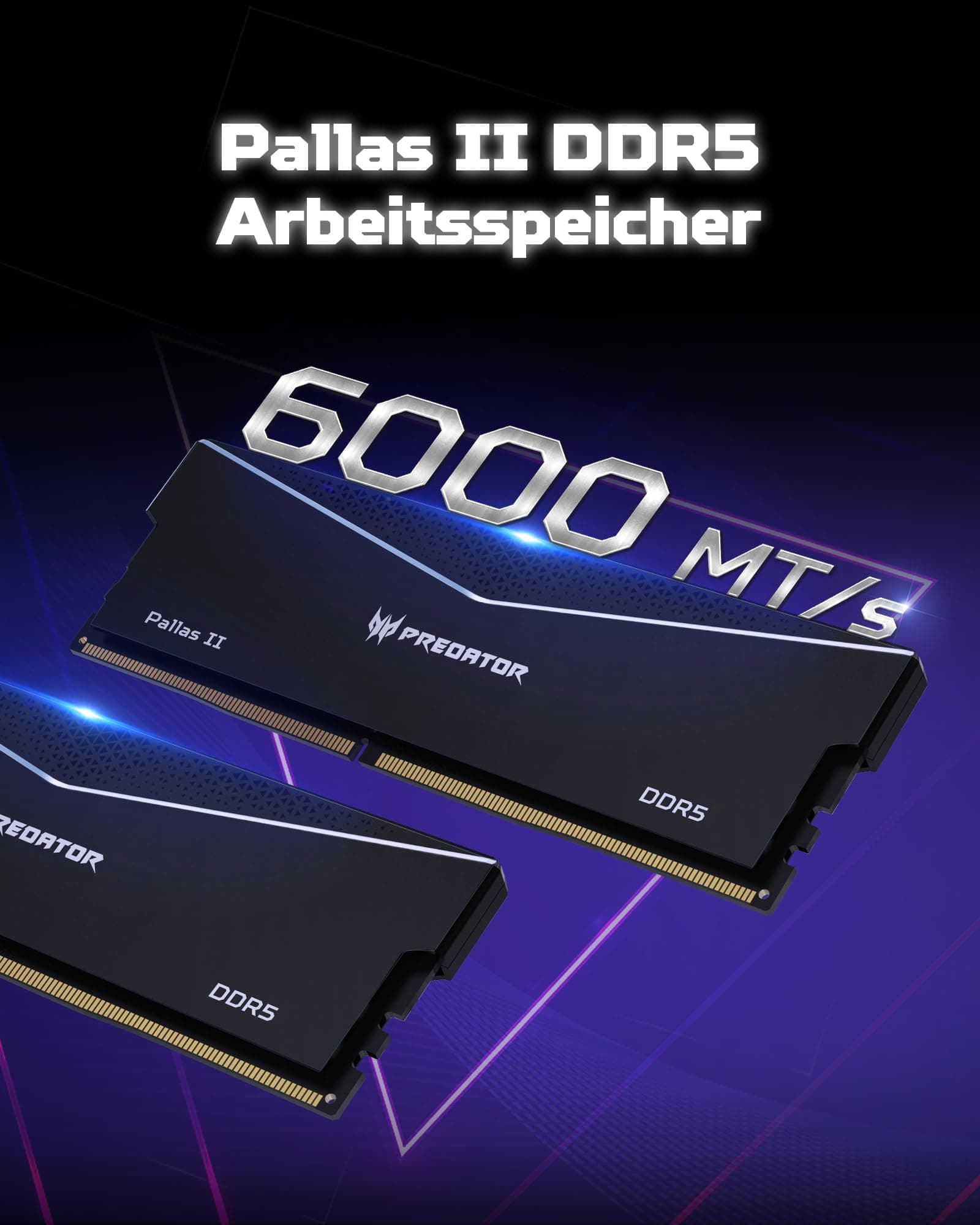 Acer Predator Pallas II DDR5 RAM 32GB (16GBx2) 6000MHz CL36 - für Intel XMP 3.0 & AMD Expo - PC Computer Gaming Arbeitsspeicher - Schwarz 32GB (16GBx2) CL36 Schwarz Bild 3