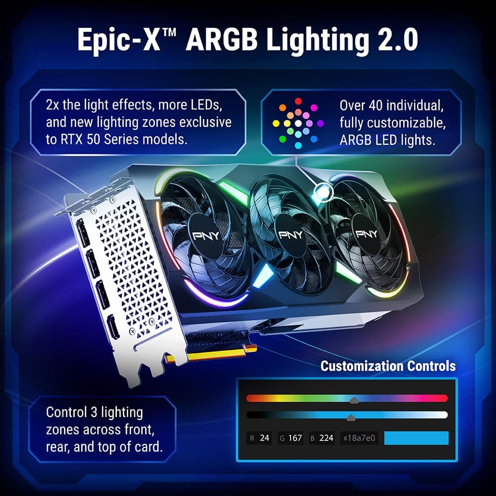 PNY GeForce RTX™ 5070Ti 16GB ARGB OC Triple Fan Grafikkarte DLSS 4 Bild 5