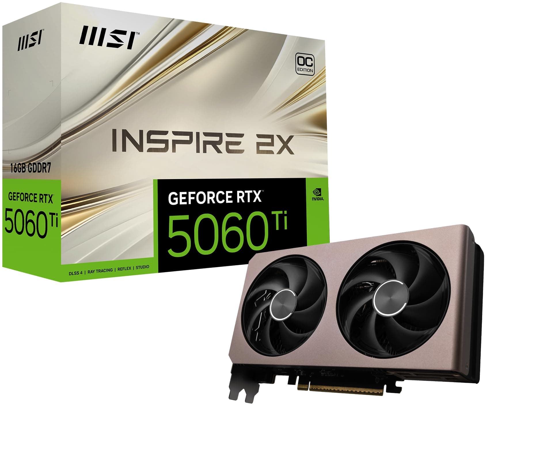 MSI GeForce RTX 5060 Ti 16G Inspire 2X OC - 16GB GDDR7 (28Gbps/128-bit), PCIe 5, Boost: 2617 MHz, HDMI 2.1b, DisplayPort 2.1b Bild 2