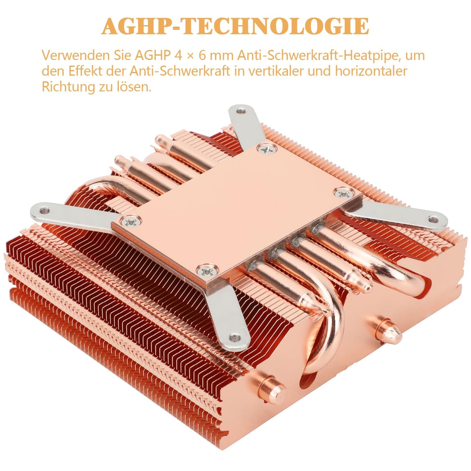 Thermalright AXP90-X47 Full Low Profile CPU-Kühler, 47 mm Höhe, leiser PWM-Lüfter, 4 Heatpipes, kompatibel mit AMD AM4 AM5/Intel LGA 1700/1150/1151/1155/1156/1200 (reines Kupfer) Bild 3