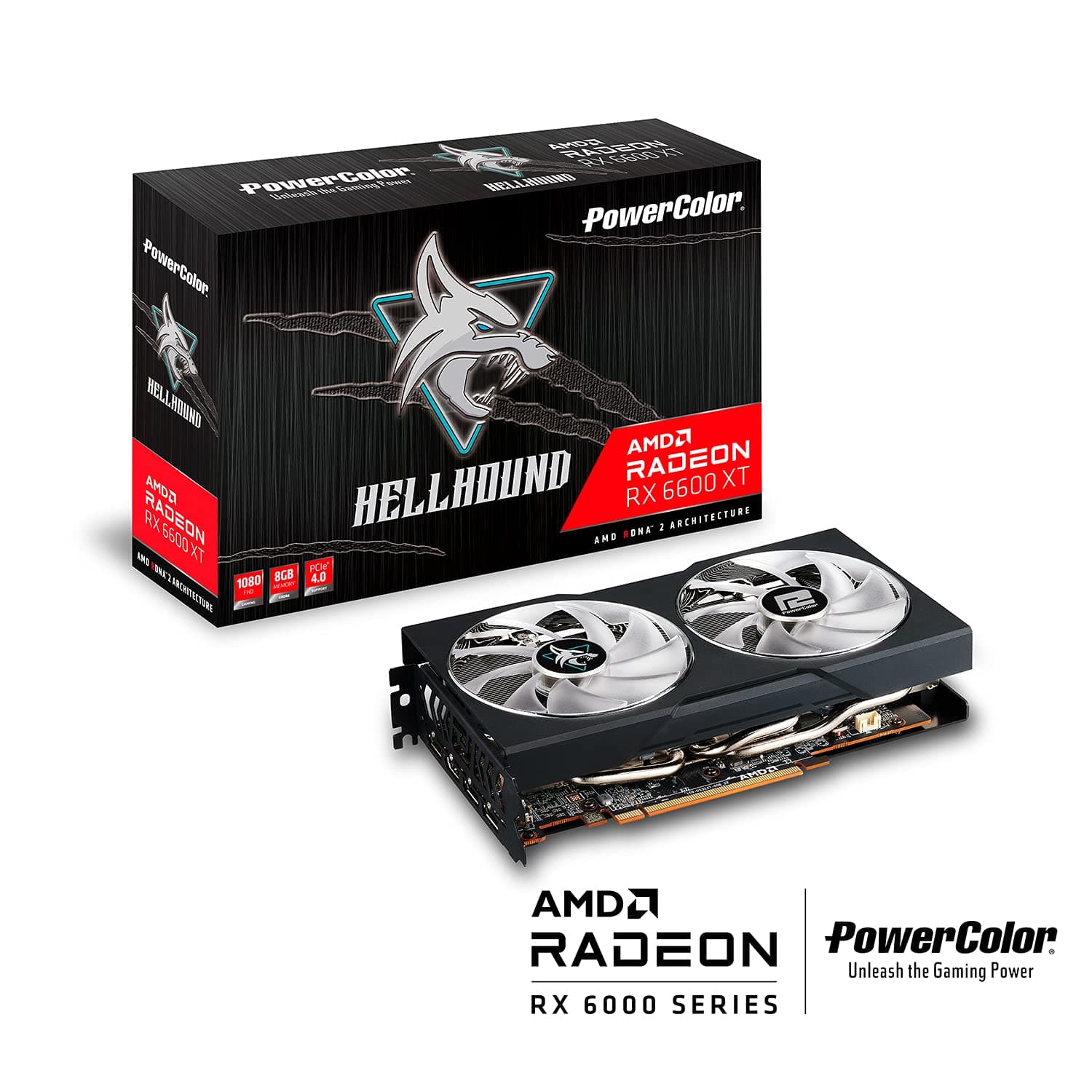 PowerColor Hellhound Radeon RX 6600XT Gamer-Grafikkarte, AMD, 8 GB, GDDR6 Schwarz Bild 3