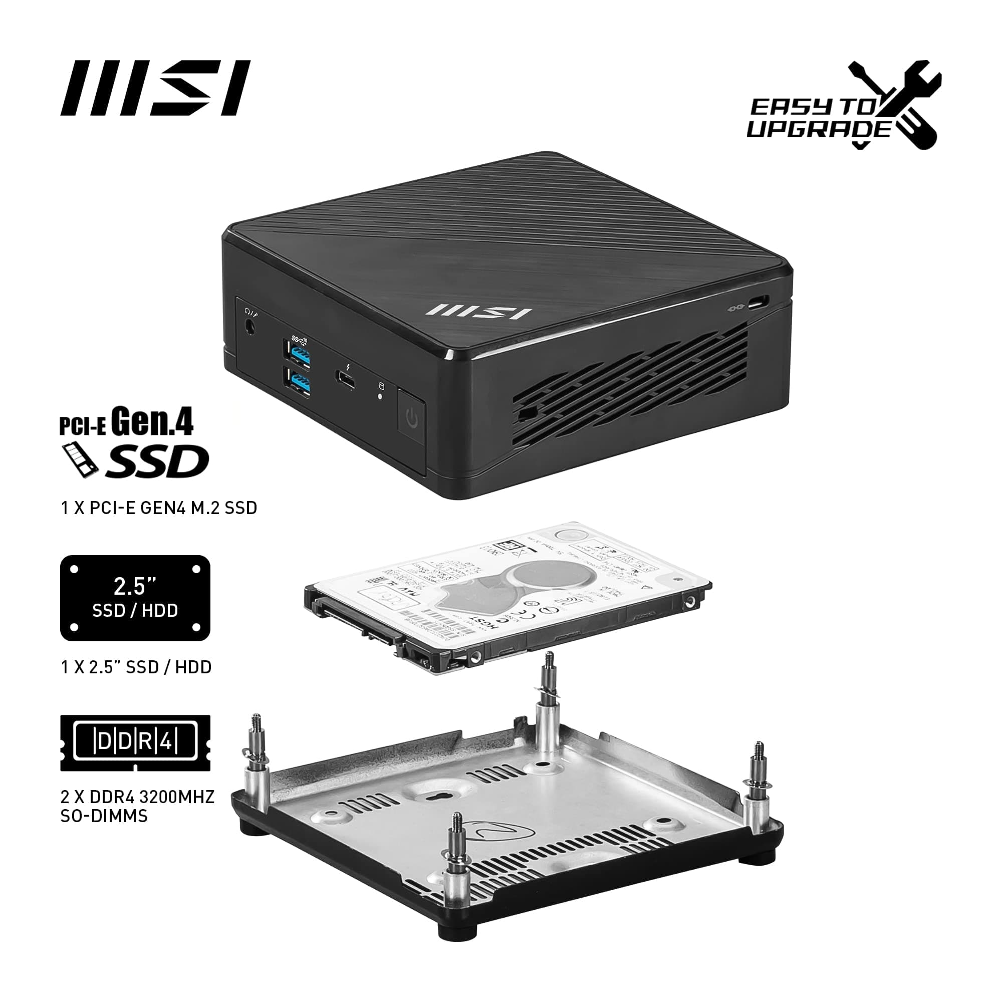 MSI Cubi 5 12M I7 1255U BB barebone per PC/stazione di lavoro 0.66L sized PC Nero i7-1255U Intel SoC (CUBI 5 12M I7 1255U BB) Kein RAM, keine SSD, kein Betriebssystem Cubi 5 12M - Intel i7 12th Gen Bild 4