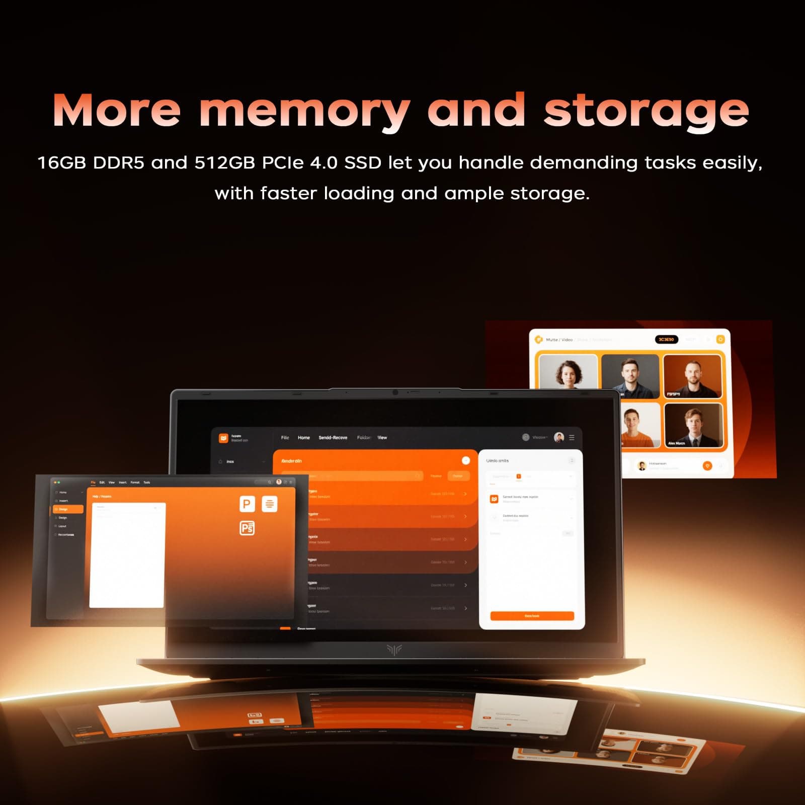 15.6 Zoll Laptop,Ryzen 5 7430U Prozessor bis zu 4.3GH,16GB DDR4 512GB SSD,Notebook Geeignet für Studium und Beruf,Unterstützung WiFi 5, BT5.0, 3*USB3.2,5000mAh Bild 3