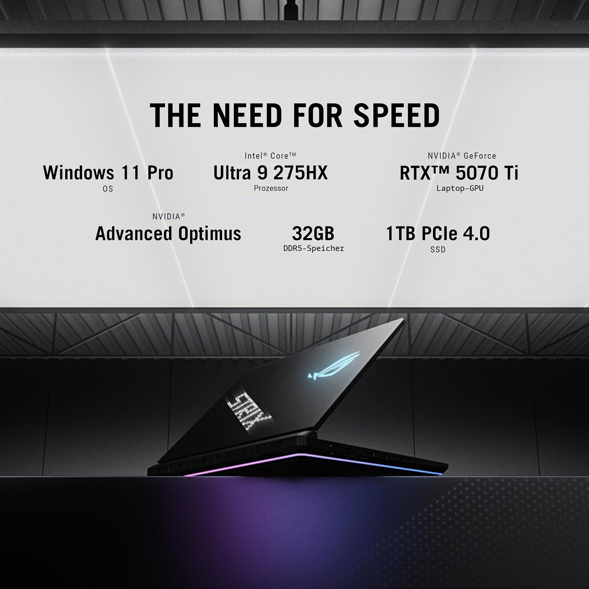 ASUS ROG Strix Scar 18 (2025) Gaming Laptop, 18 Zoll ROG Nebula HDR 16:10 2.5K 240Hz/3ms, NVIDIA GeForce RTX 5070 Ti, Intel Core Ultra 9 275HX, 32GB DDR5, 1TB PCIe SSD, Wi-Fi 7, Win 11 Pro, G833 Bild 2