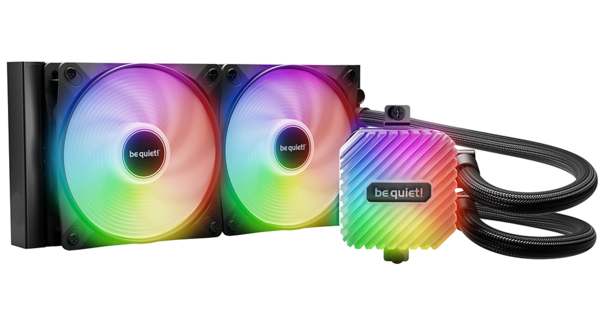 be quiet! Light Loop 240mm Black Wasserkühlung für übertaktete Systeme, 2x Light Wings LX 120mm PWM high-speed Lüfter, Stylischer ARGB-Kühlblock, mit PWM-Hub, beeindruckend hohe Kühlleistung Bild 2