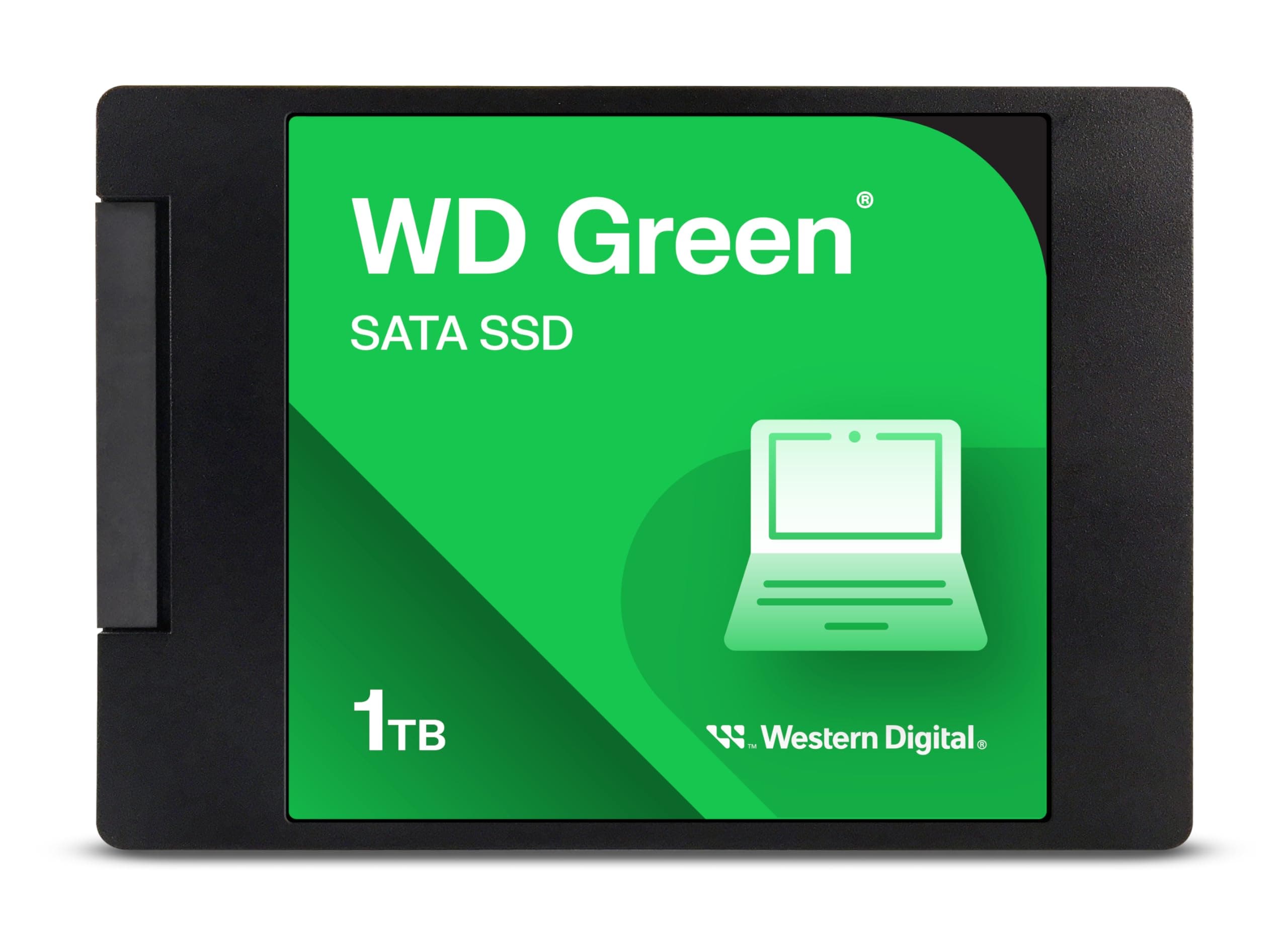WD Green SATA SSD interne SSD 1 TB (2,5 Zoll Modul für den Einsatz in Laptops und Desktop PCs, SLC-Caching-Technologie, Stoßfest, WD F.I.T. Lab™-zertifiziert) grün