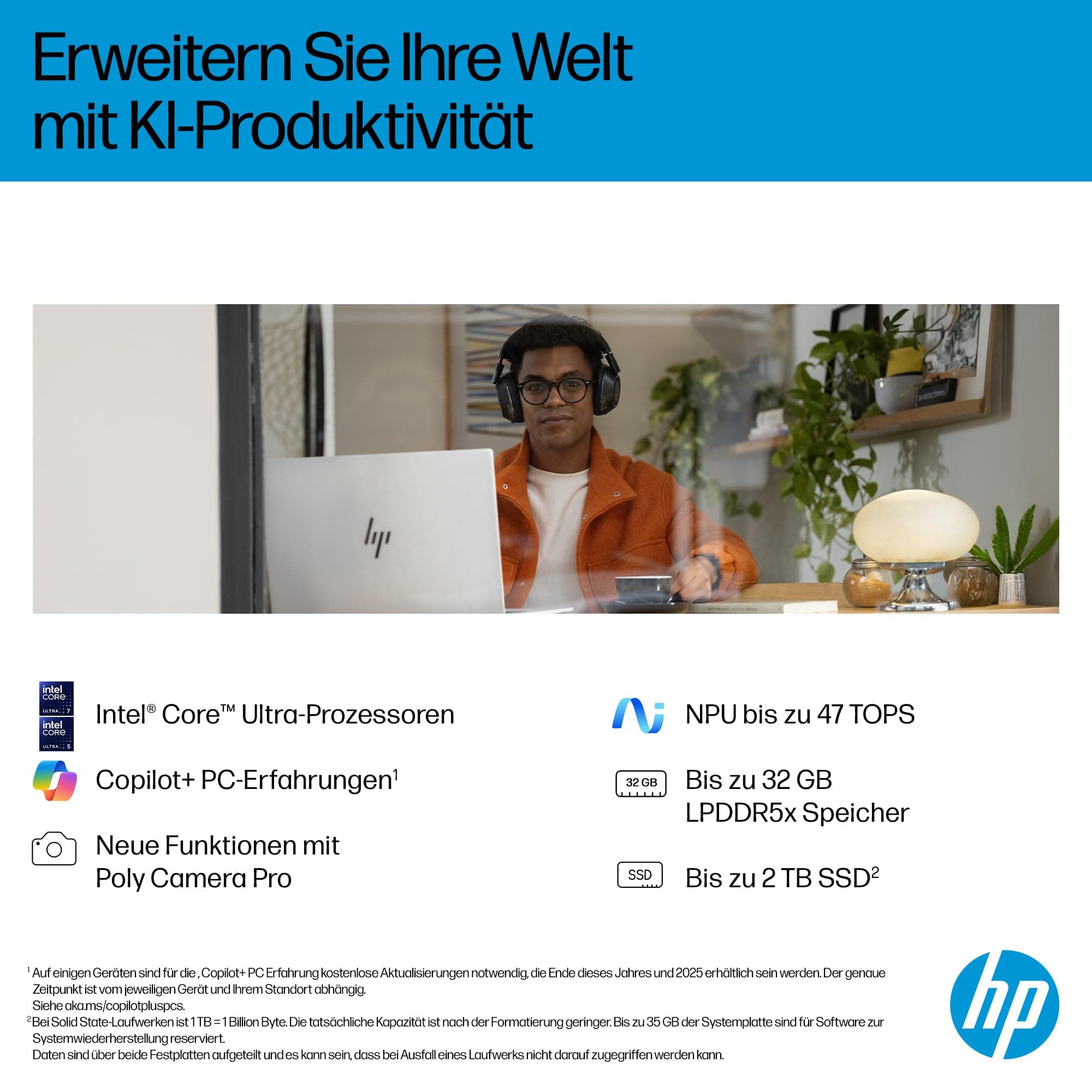 HP OmniBook 7 Laptop (17.3 Zoll FHD-Touchscreen, Intel Core Ultra 7, Copilot+, 16GB RAM, 1TB, Win11, QWERTZ) - Silber Intel Core Ultra 7 256V 17,3 Zoll FHD Touchscreen Bild 7