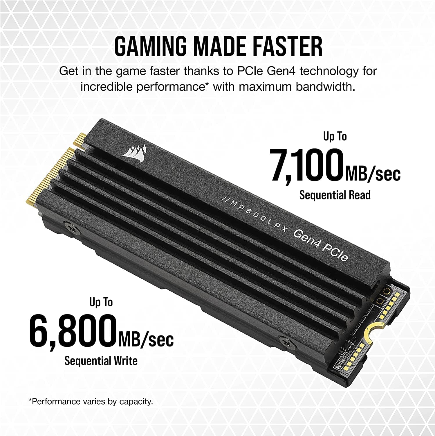 Corsair MP600 PRO LPX 2TB M.2 PCIe Gen4 NVMe SSD – Bis zu 7100MB/s Sequenzielle Lesegeschwindigkeit, 6,800MB/sec Sequenzielle Schreibgeschwindigkeit, 3D TLC NAND, M.2 2280, Optimiert für PS5 – Schwarz Bild 8