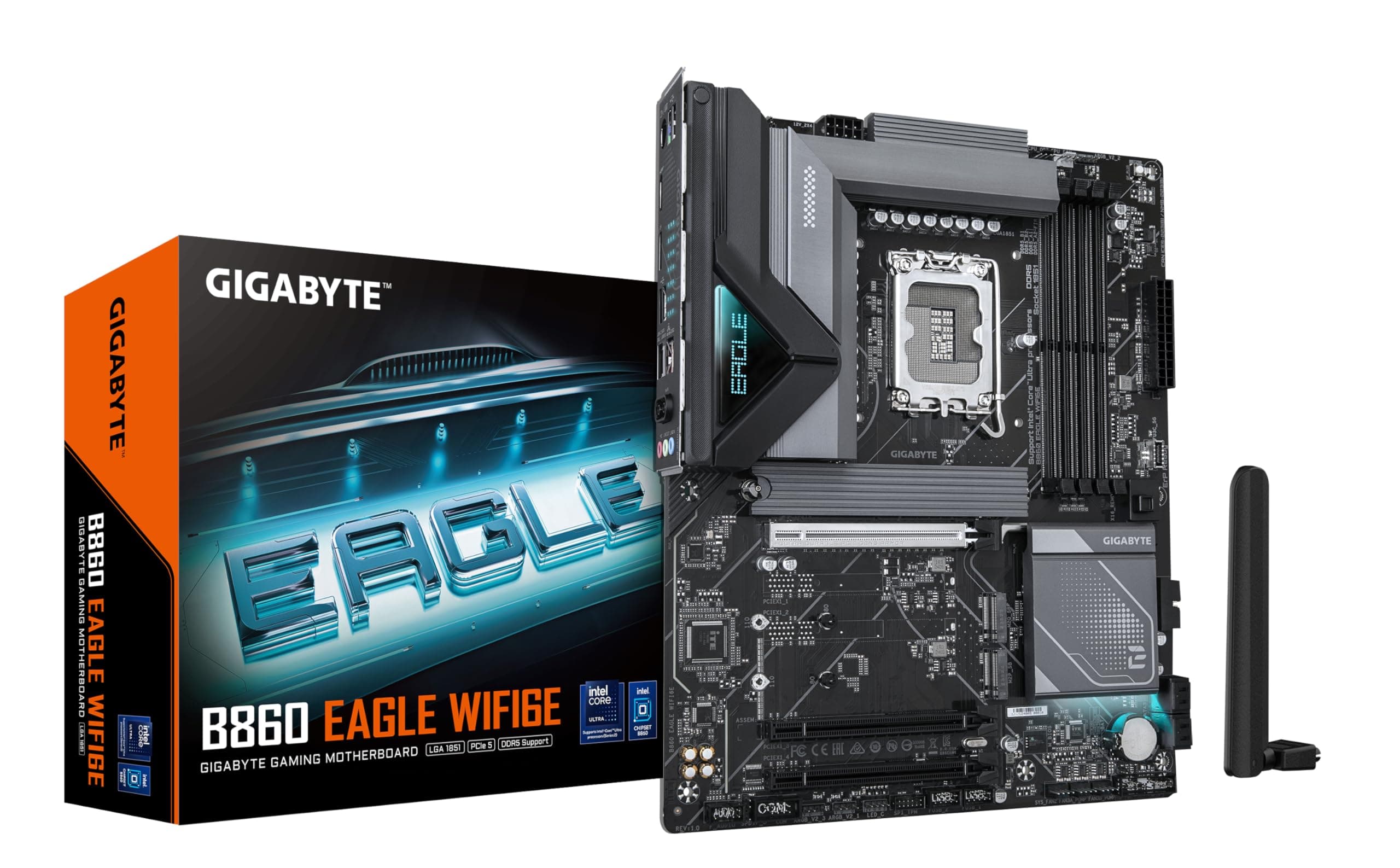 GIGABYTE B860 Eagle WIFI6E Mainboard - Intel Core Ultra CPUs, 12+1+2+1 Phasen VRM, bis zu 9066MHz DDR5, 1xPCIe 5.0 + 2xPCIe 4.0 M.2, 2,5 GbE LAN, WiFi 6E, USB 3.2 Gen 2x2 Bild 2