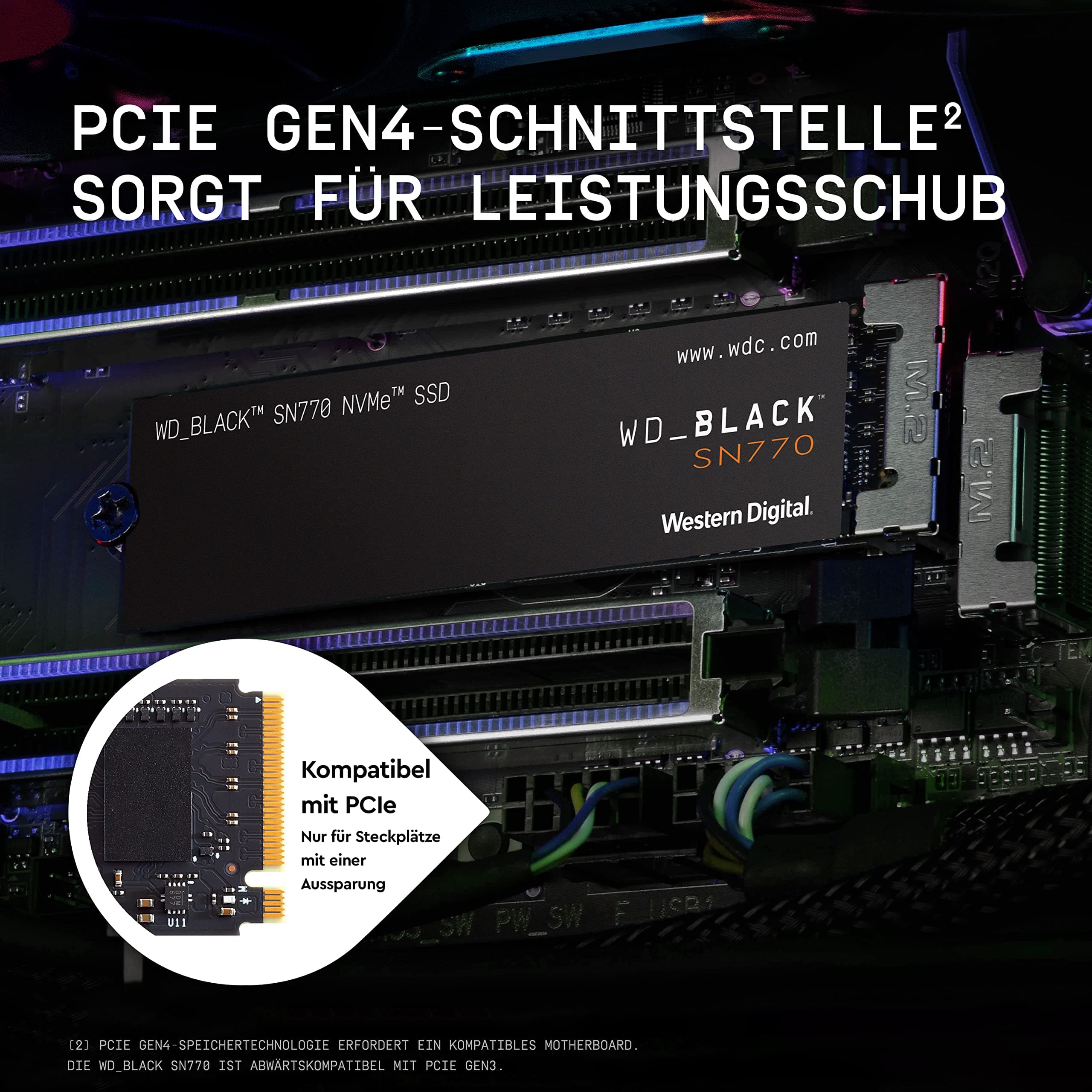 WD_BLACK SN770 NVMe SSD 2 TB (High-Performance, Gaming, PCIe Gen4, M.2 2280, Lesen 5.150 MB/s, Schreiben 4.850 MB/s) Schwarz Bild 5