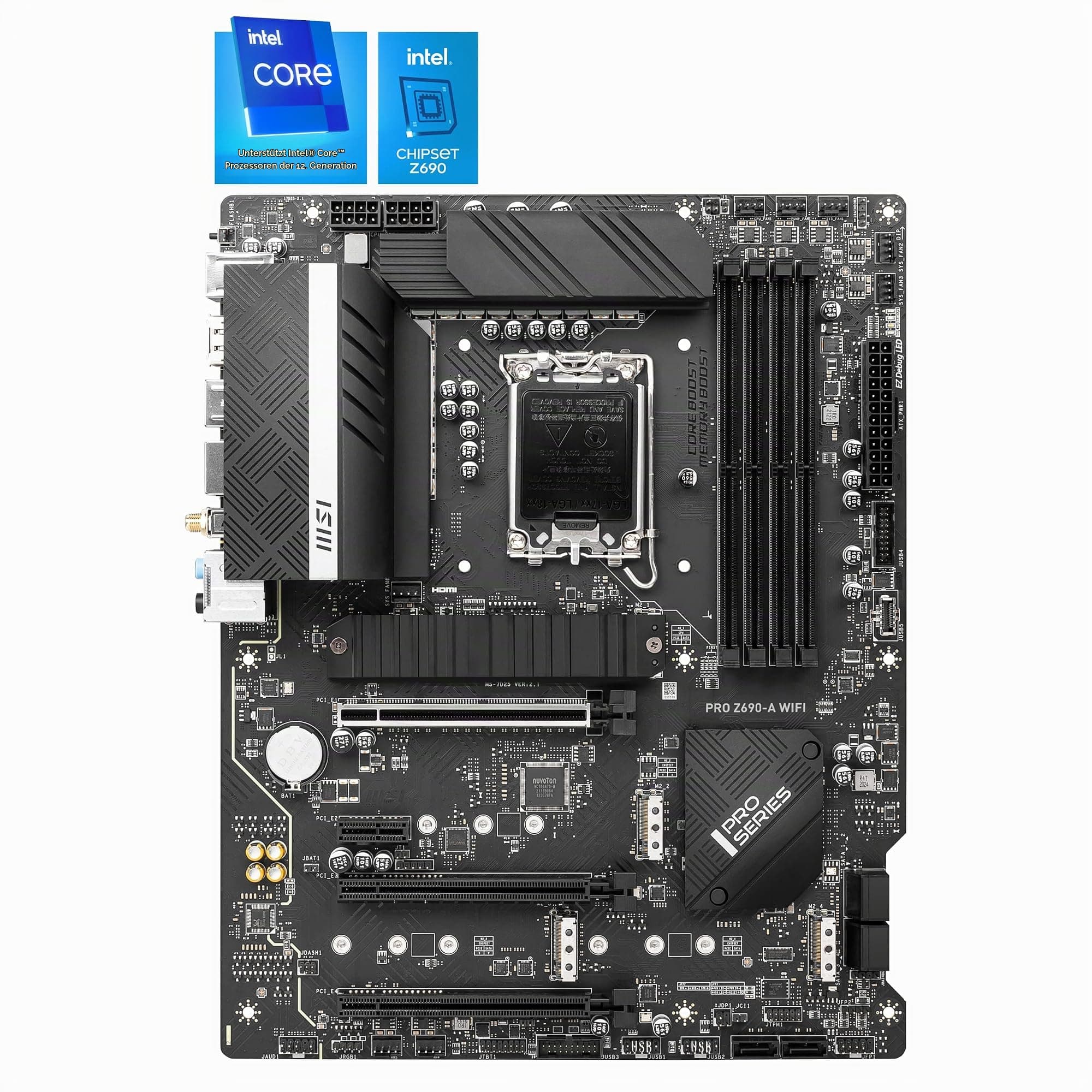 MSI PRO Z690-A WiFi Mainboard ATX, unterstützt Intel Prozessoren 12. Generation, LGA 1700, 14 Duet Rail 55A VRM, DDR5 Memory Boost 6400MHz/OC, 1 x PCIe 5.0 x16, 3 x M.2 Gen4 x4, 2.5G LAN, Wi-Fi 6E Bild 3