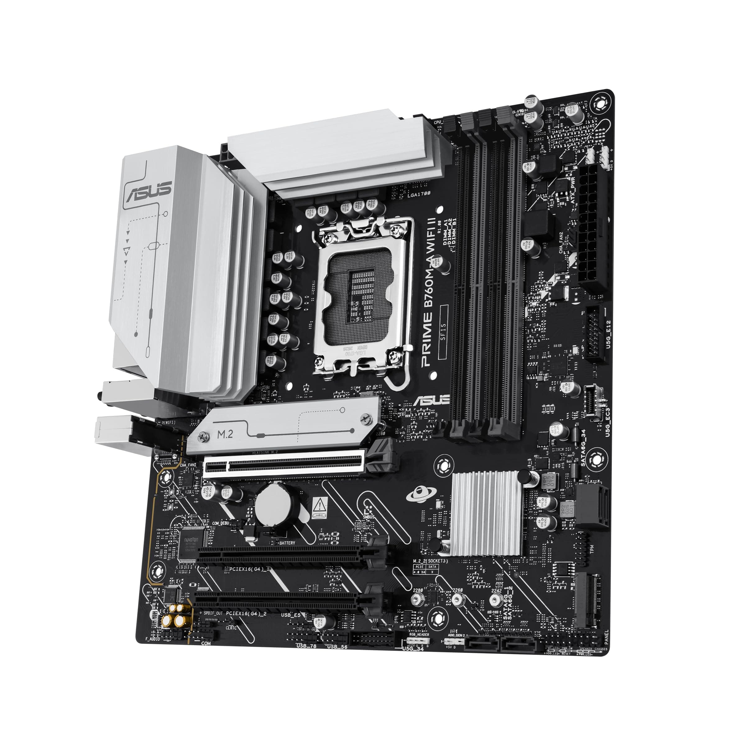 ASUS Intel B760 (LGA 1700) mATX-Mainboard (DDR5, PCIe 5.0 Ready, 2x M.2-Steckplätze, WIFI 6E, Realtek 2.5Gb Ethernet, DisplayPort, HDMI, SATA 6 Gbps, h. USB 10Gbps Type-A & v. USB 5Gbps Type-C, Aura S Bild 5