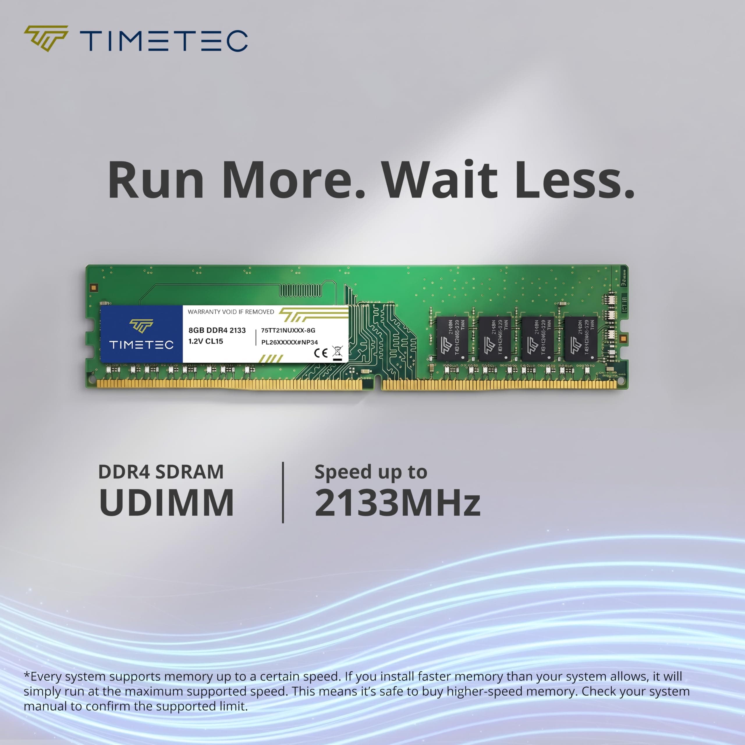 Timetec 16GB KIT (2x8GB) DDR4 2133MHz (PC4-2133P) PC4-17000 UDIMM Desktop-RAM – Non-ECC Unbuffered, 288-Pin, 1.2V, CL15 DIMM-Speichermodul Single Rank 16GB Kit (2x8GB) Bild 7