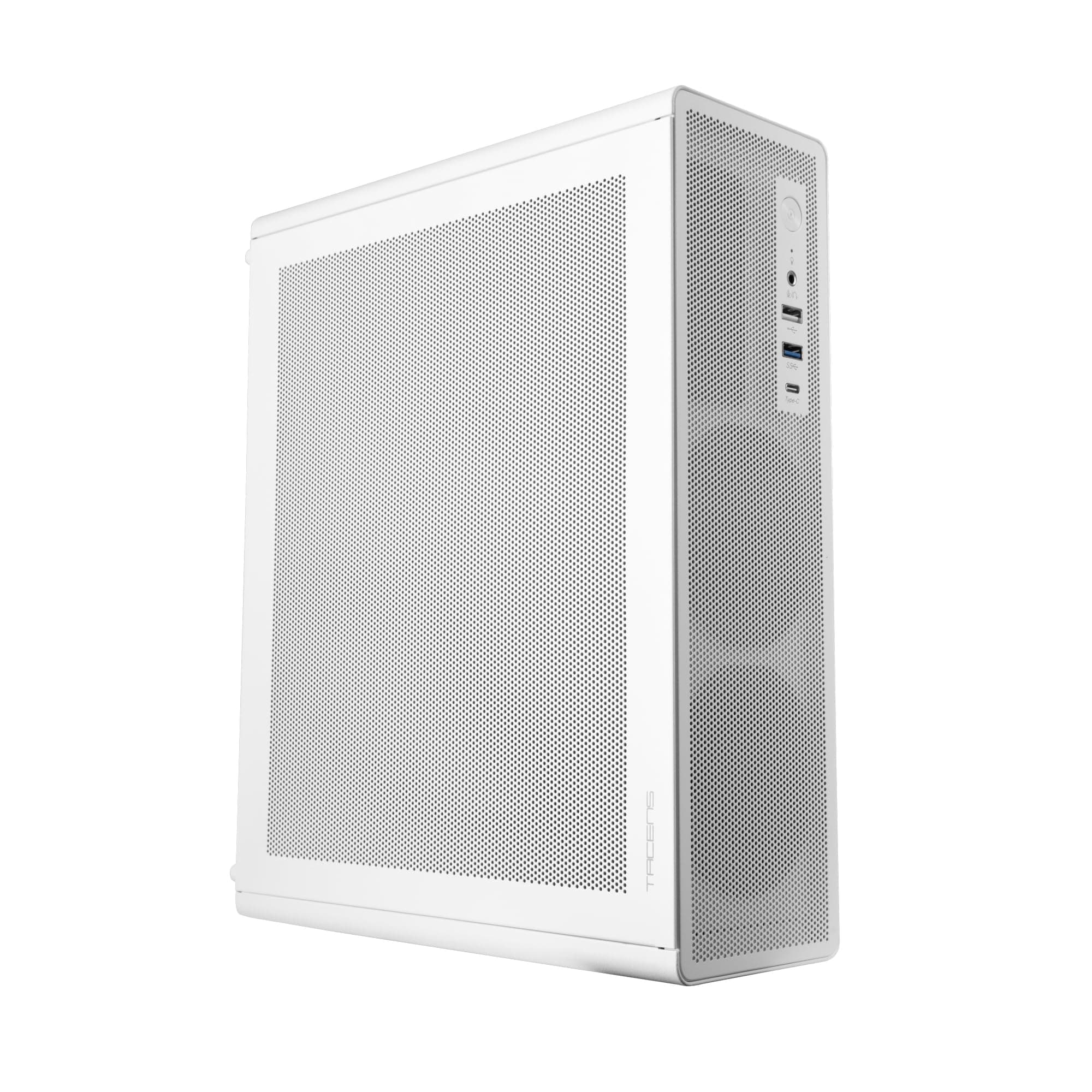 Tacens AEROSLIM500, PC-Gehäuse MicroATX, Staubschutz-Mesh-Panels, TFX-Netzteil 500W, Frontlüfter FDB 90mm, Slim-Minitower kompatibel mit MicroATX und Mini-ITX, USB-C und USB 3.0, Weiß 2AEROSLIM500W