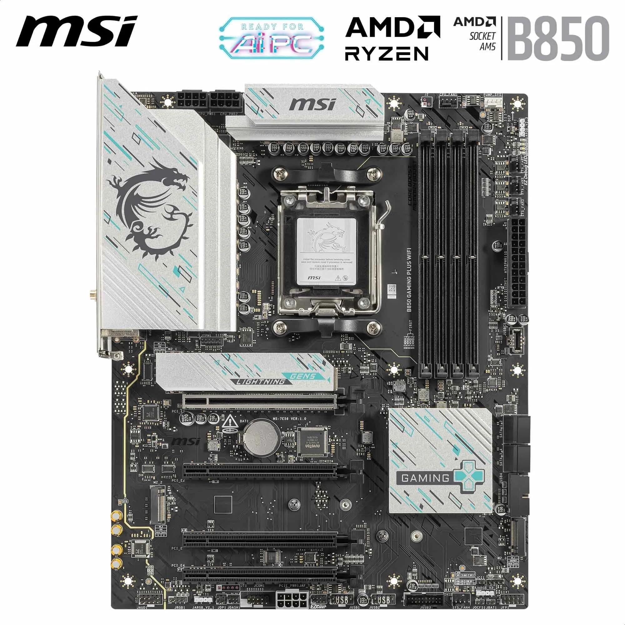 MSI B850 Gaming Plus WiFi Mainboard, ATX - Unterstützt AMD Ryzen 9000/8000 / 7000 Prozessoren, AM5 - DDR5 Memory Boost 8200+ MT/s (OC), PCIe 5.0 x16 & 4.0 x16, M.2 Gen5, Wi-Fi 7, 5G LAN Bild 3