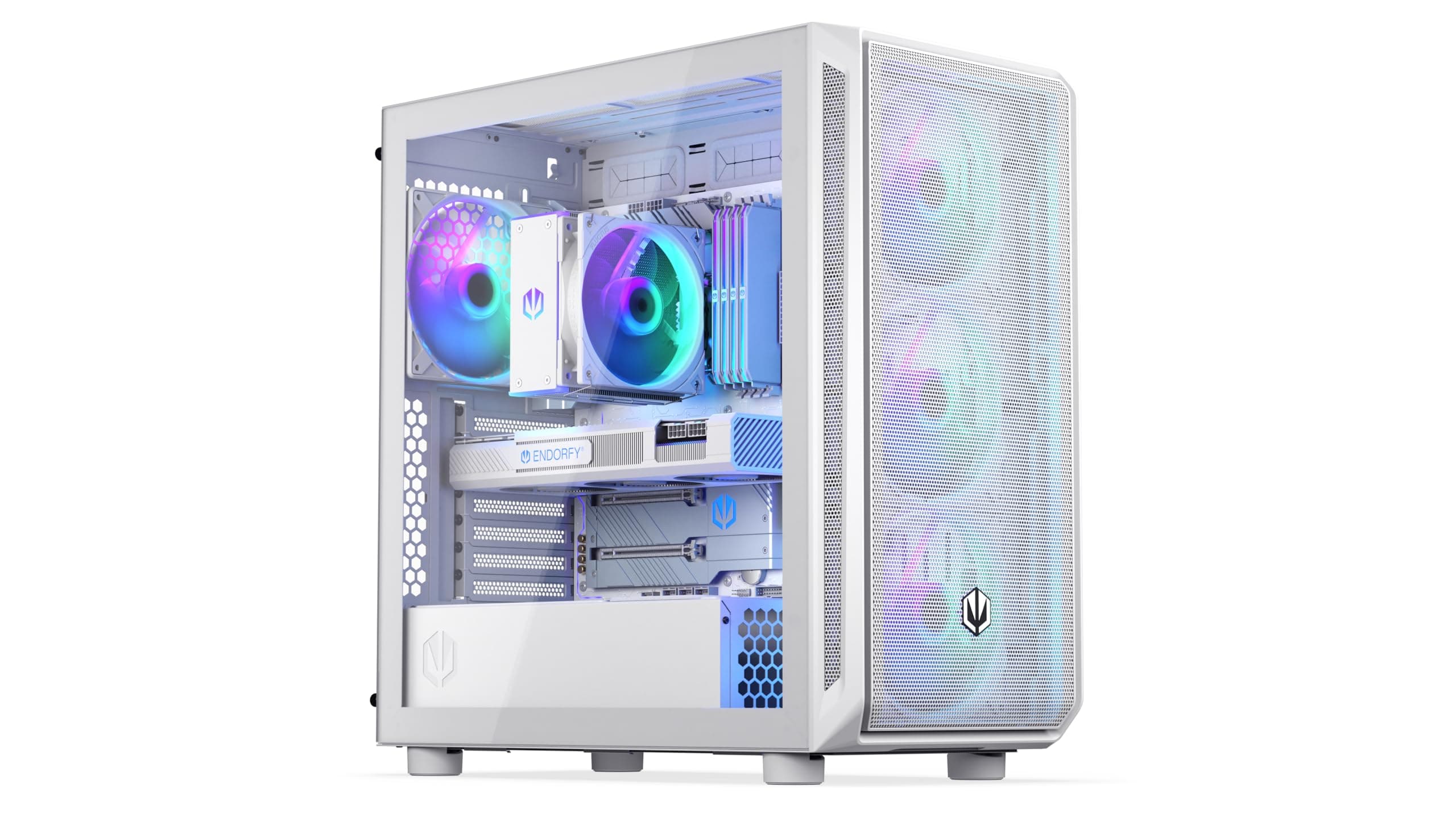 ENDORFY Arx 700 White ARGB PC Gehäuse Weiß mit Hartglas Seitenfenster | 4x Stratus 140 PWM ARGB Lüfter, USB C 10 Gbit/s, Radiatoren bis 360 mm, GPU bis 410 mm