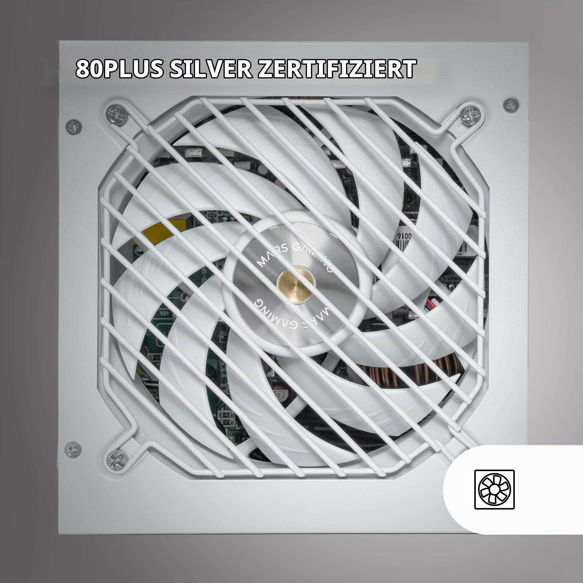 Mars Gaming MPZE750SI, ATX Netzteil 750W, 10 Jahre Garantie, 80 Plus Silver, +87% Effizienz, AI2-RPM, DC-DC und SMD Technologien, Aktives PFC, Japanische Toshin Kyogo Kondensatoren 105º, Weiß Bild 7