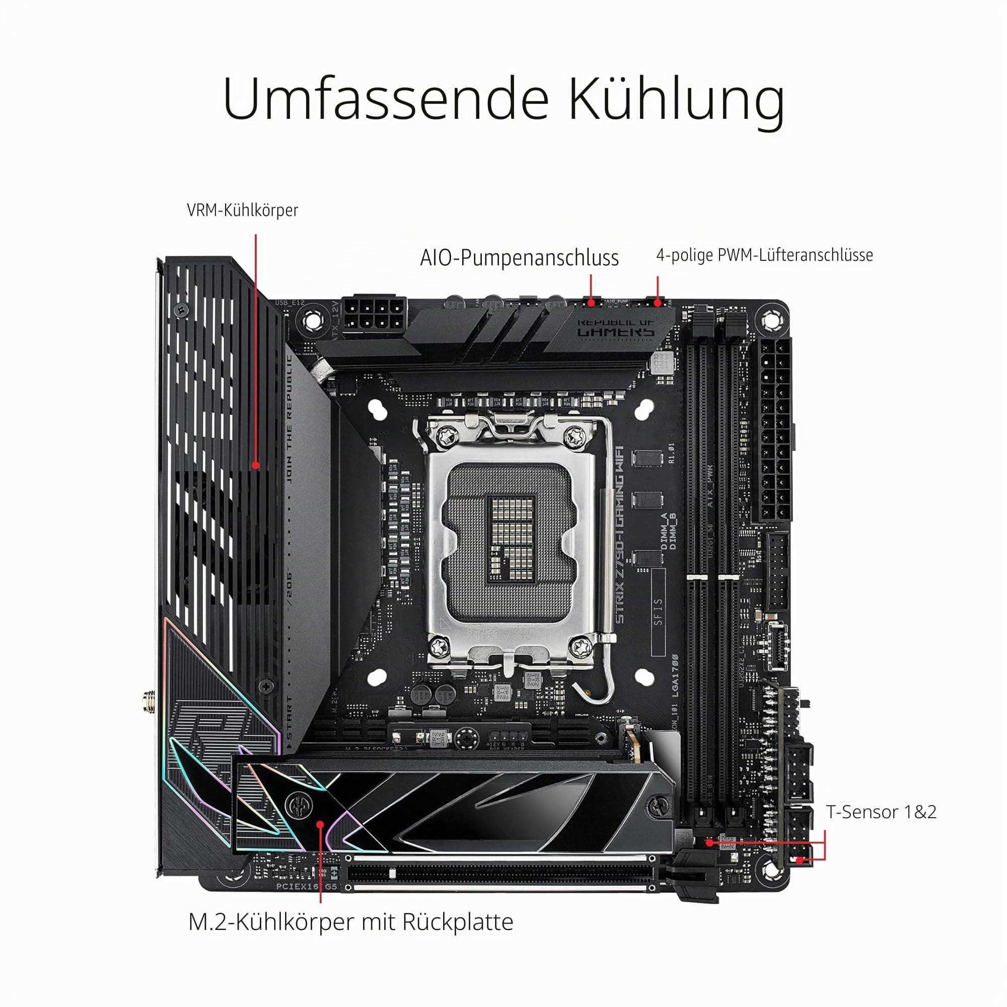 ASUS ROG Strix Z790-I Gaming WIFI Mainboard Sockel Intel LGA1700 (mini-ITX, DDR5 Speicher, 2x M.2, PCIe 5.0, WiFi 6E, Thunderbolt 4, ROG Strix Hive) Bild 5