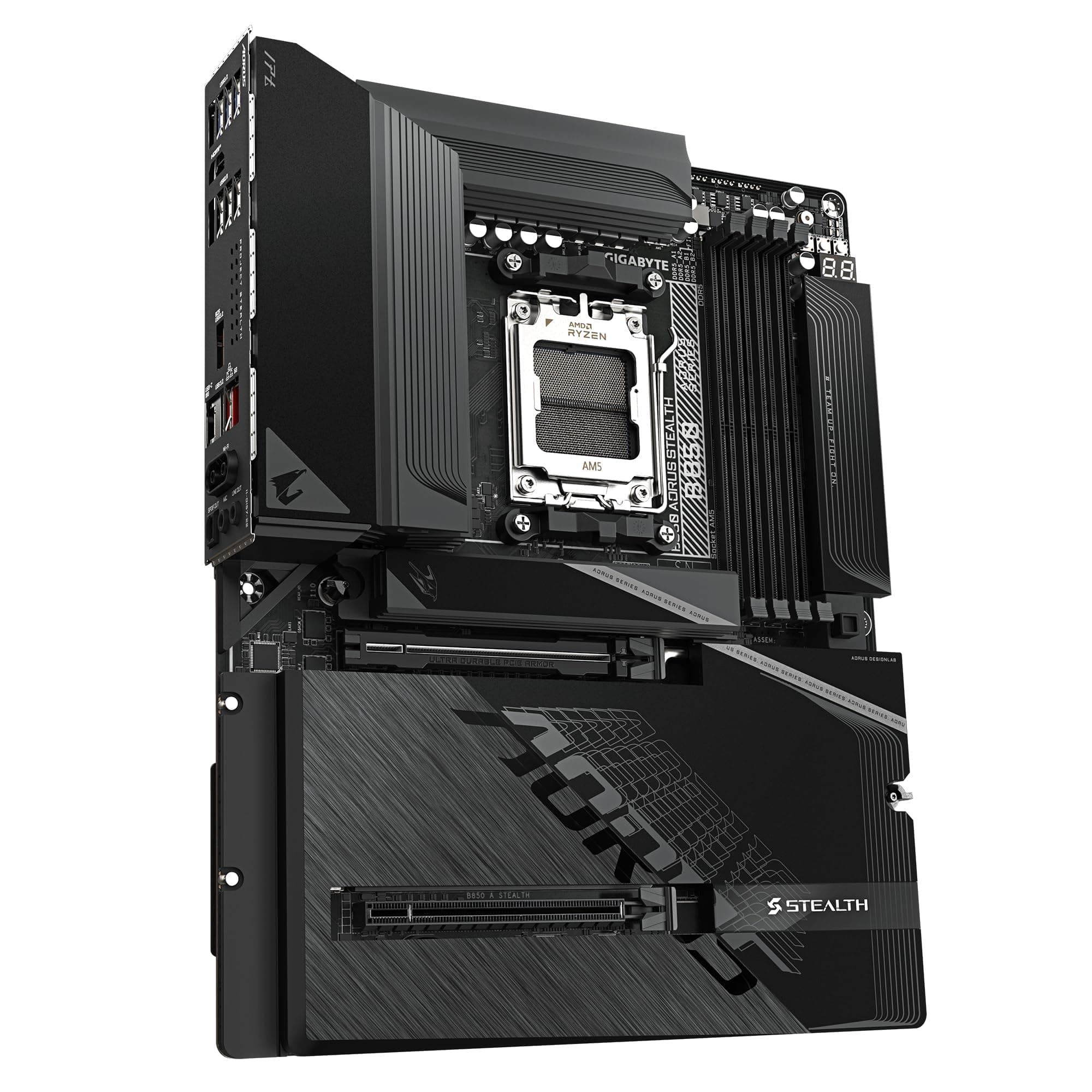 GIGABYTE B850 AORUS Stealth Mainboard – AMD Ryzen 9000 Series CPUs, digitales 14+2+2-Phasen-VRM, bis zu 8200 MHz DDR5 (O.C.), 2× PCIe-5.0-M.2 + 2× PCIe-4.0-M.2, Wi-Fi 7, 5-GbE-LAN, USB 3.2 Gen 2 Bild 5