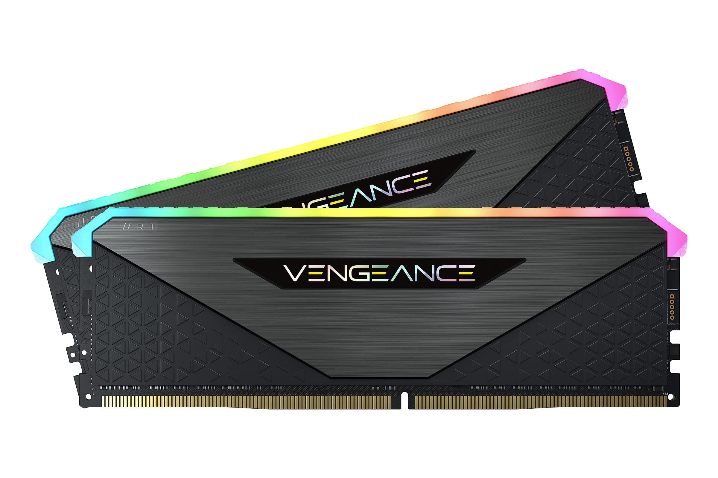 Corsair Vengeance RGB RT 16GB (2x8GB) DDR4 Bis zu 3200MHz C16 Arbeitsspeicher (Dynamische RGB-Beleuchtung, Optimiert für AMD 300/400/500 Series, Kompatibilität mit Intel 300/400/500 Series) Schwarz 2 x 8GB