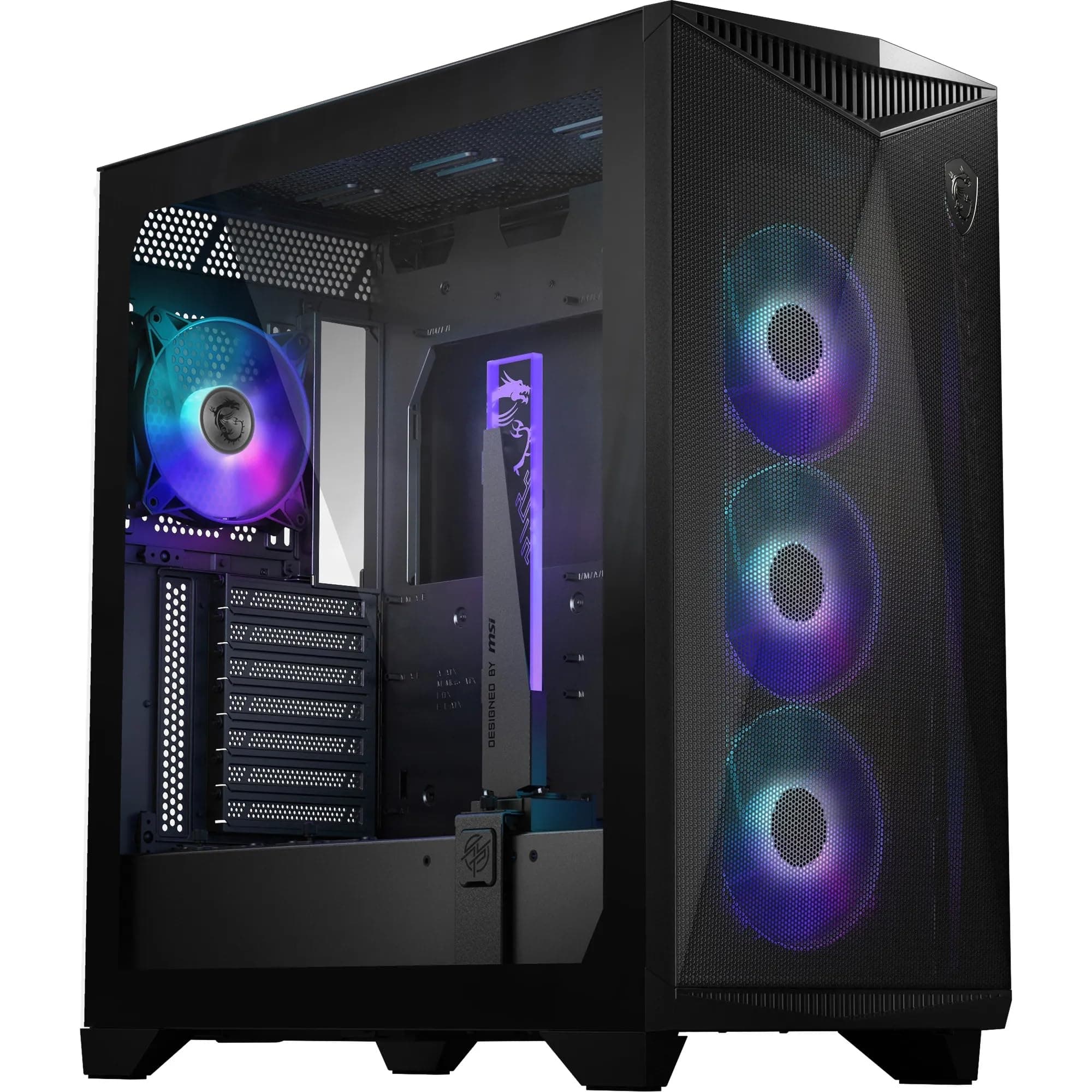 MSI MPG GUNGNIR 300R Airflow Mid-Tower PC-Gehäuse - E-ATX Unterstützung, Grafikkartenständer, schaltbare Halterung, ARGB-PWM-Lüfter, Staubfilter, Kabelführung, USB 3.2 Gen 2x2 Typ-C Bild 2