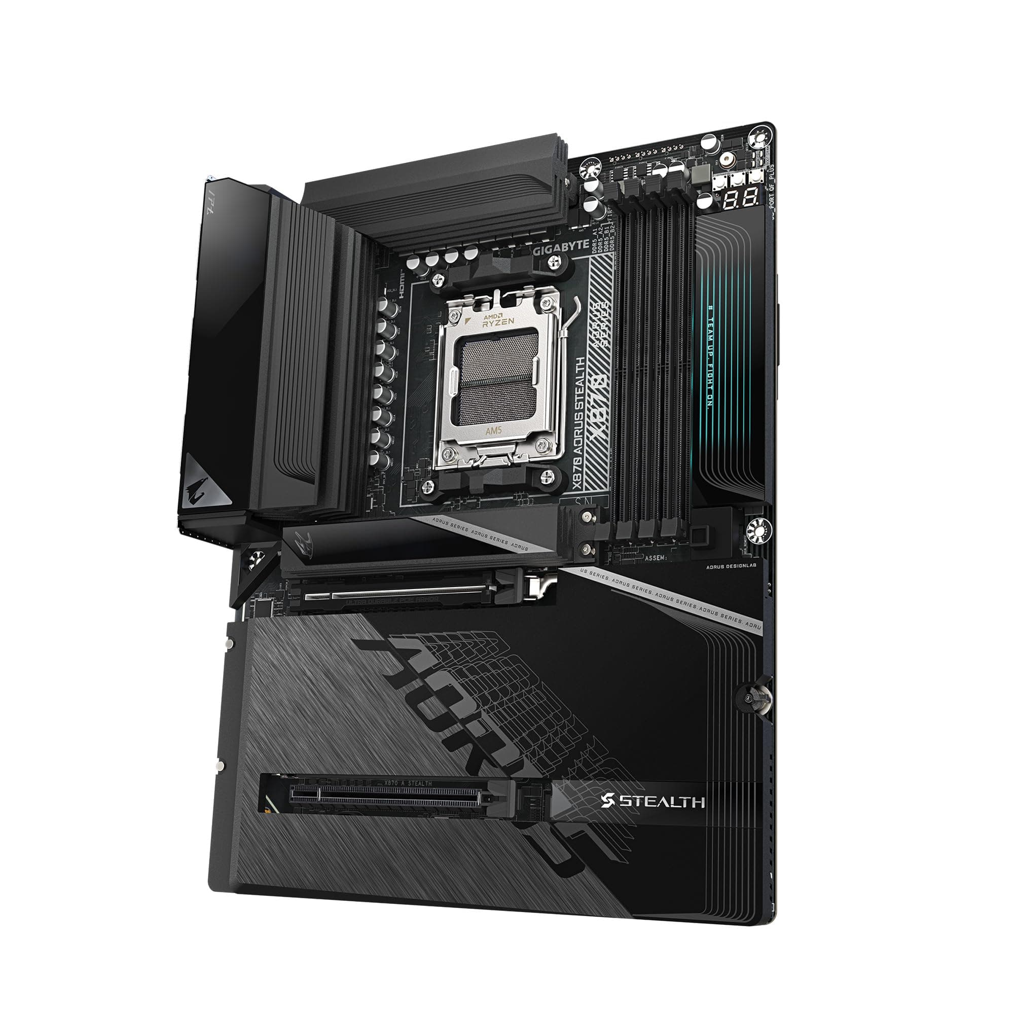 GIGABYTE X870 AORUS Stealth AMD AM5 ATX Motherboard, unterstützt AMD Ryzen 9000/8000/7000 Serie, DDR5, 16+2+2 Power Phase, 4X M.2, PCIe 5.0, USB4, WIFI7, 5 GbE, PCIe EZ-Latch Plus, 5 Jahre Garantie Bild 7