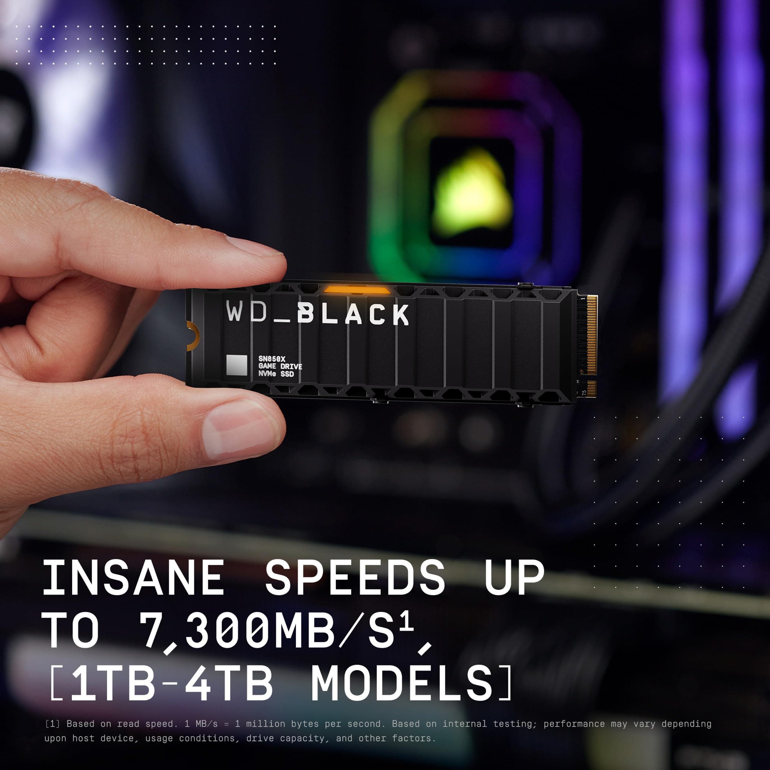 WD_BLACK SN850X NVMe SSD mit Heatsink 1 TB interne SSD (Gaming Speicher, PCIe Gen4-Technologie, Lesen 7.300 MB/s, Schreiben 6.300 MB/s) Schwarz 1 TB Heatsink SN850X Bild 5