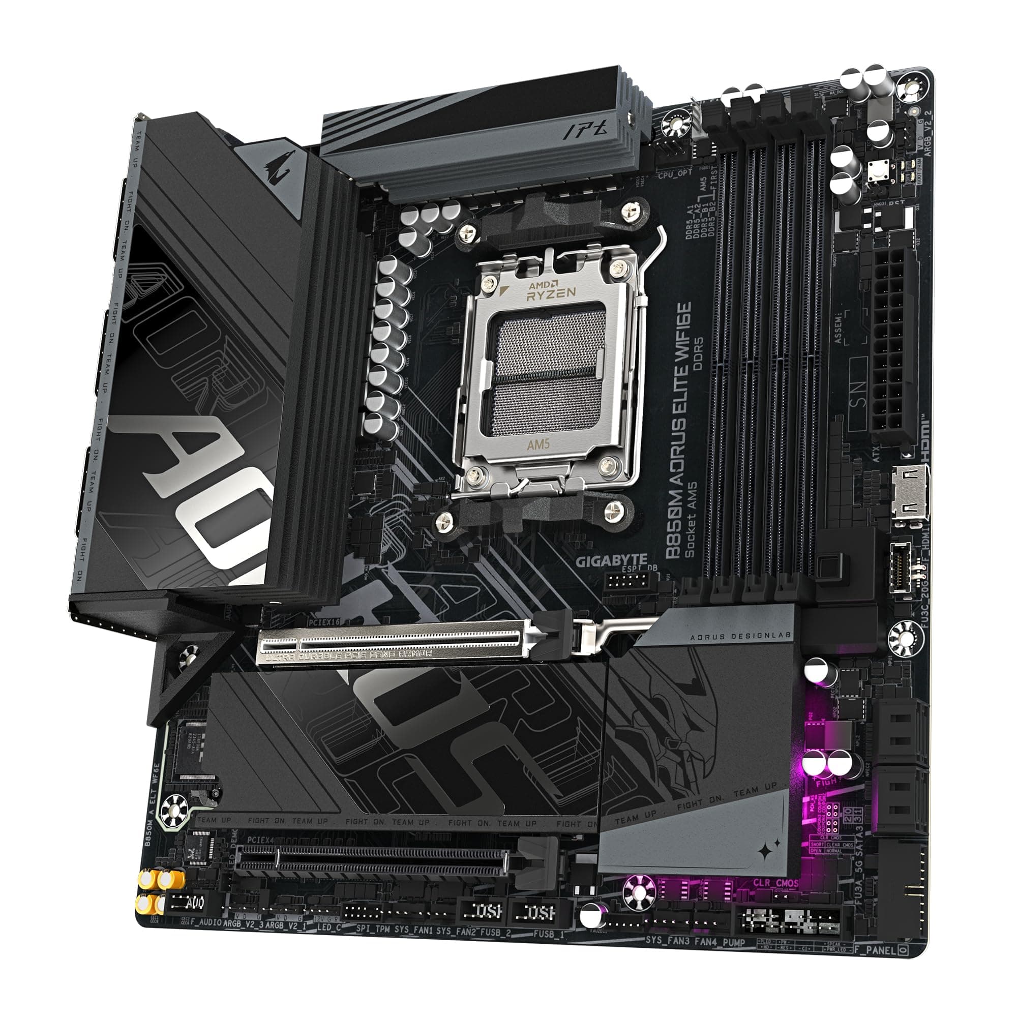 GIGABYTE B850M AORUS Elite WIFI6E Mainboard – AMD Ryzen 9000 Serie Prozessoren, digitales 12+2+2 Phasen VRM, bis zu 8200 MHz DDR5 (O.C.), 1x PCIe 5.0 + 1x PCIe 4.0 M.2, Wi-Fi 6E, 2.5 GbE LAN Bild 5