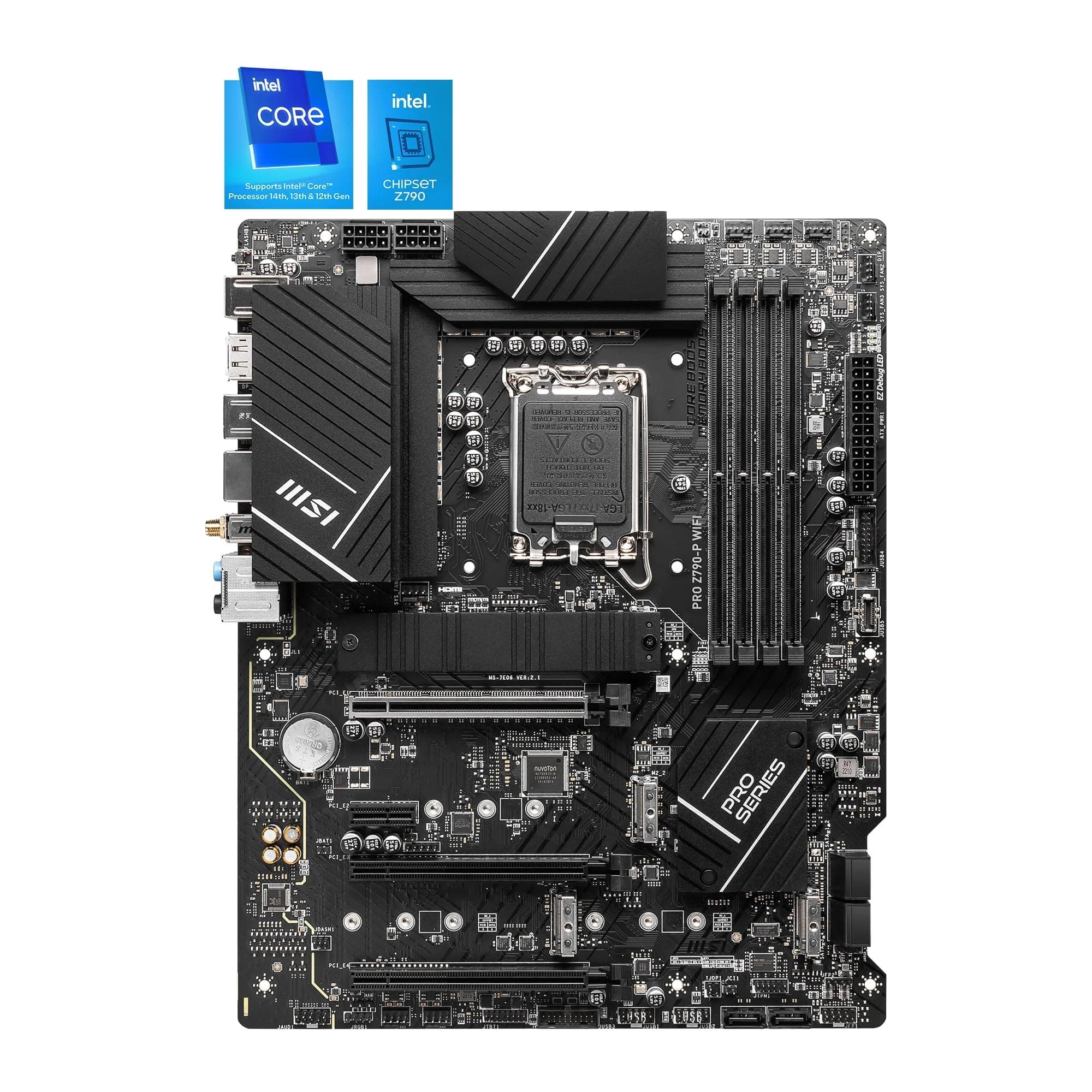 MSI PRO Z790-P WiFi Mainboard - Unterstützt Intel 12th, 13th & 14th Gen Core Prozessoren, LGA 1700-55A DrMOS, DDR5 Memory Boost 7000+MHz/OC, PCIe 5.0 und 4.0 x16, 4 x M.2 Gen4, Wi-Fi 6E, 2.5G LAN, ATX ATX Wi-Fi 6 PRO Z790-P WIFI Bild 3