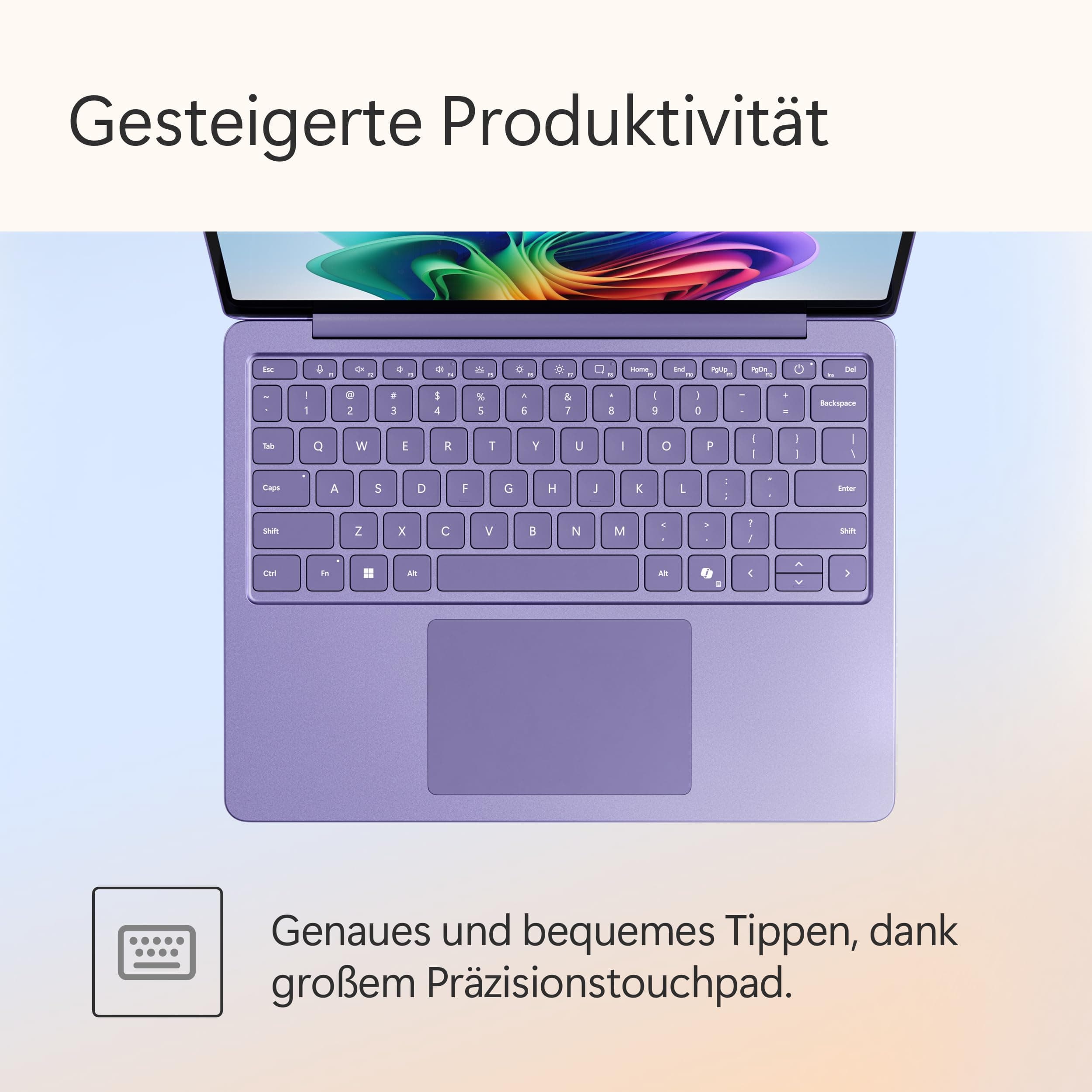 Microsoft Surface Laptop | Copilot+ PC | 13” LCD Touchscreen | Snapdragon® X Plus | 16GB RAM | 512GB Speicher | Neuestes Modell | Violett Violett 16GB RAM | 512GB Speicher Bild 8