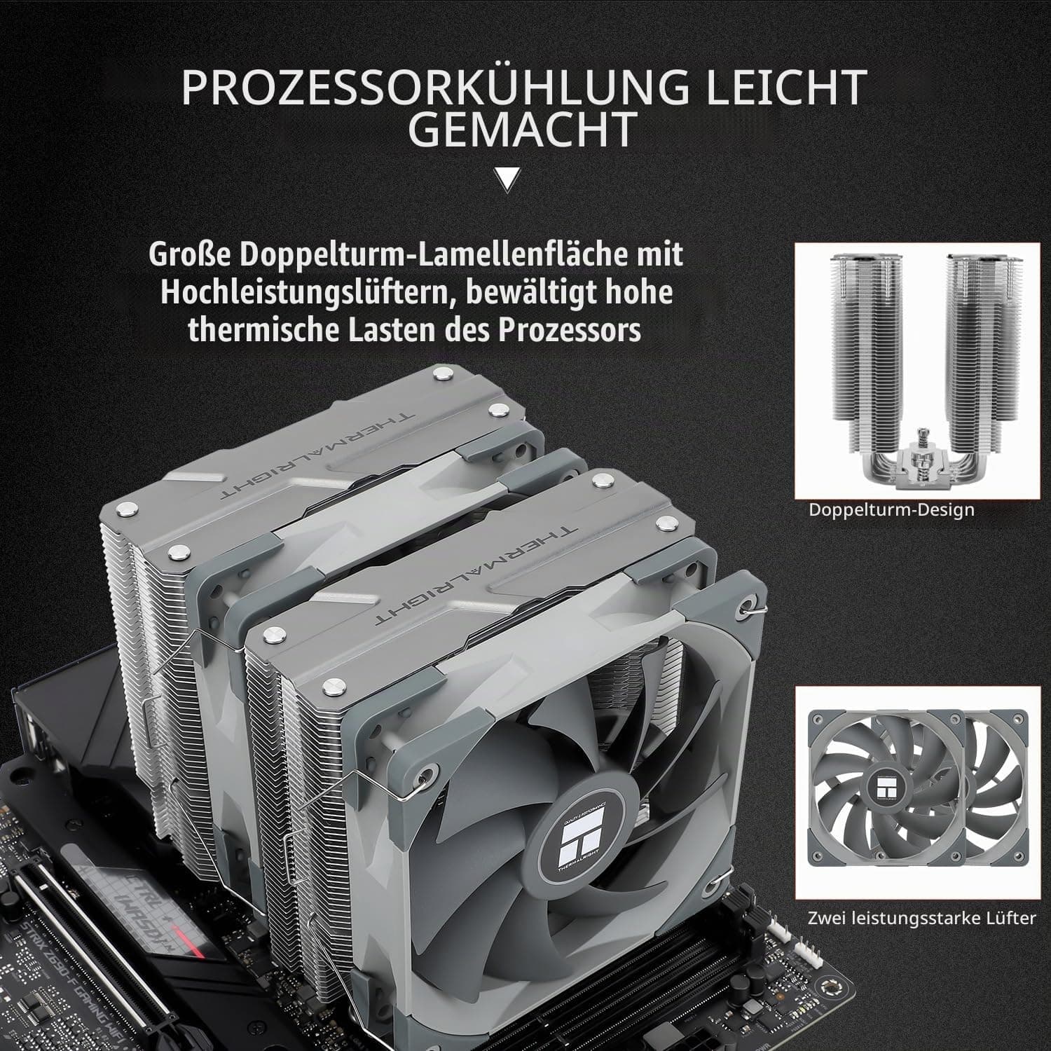 Thermalright Peerless Assassin 120 CPU-Luftkühler, 6 Heatpipes CPU-Kühler, zwei 120mm TL-C12-PWM-Lüfter, Aluminium-Kühlkörperabdeckung, AGHP, für AMD AM4/ AM5/Intel LGA18511700/1150/1151/1200/2011 PA120 Bild 3