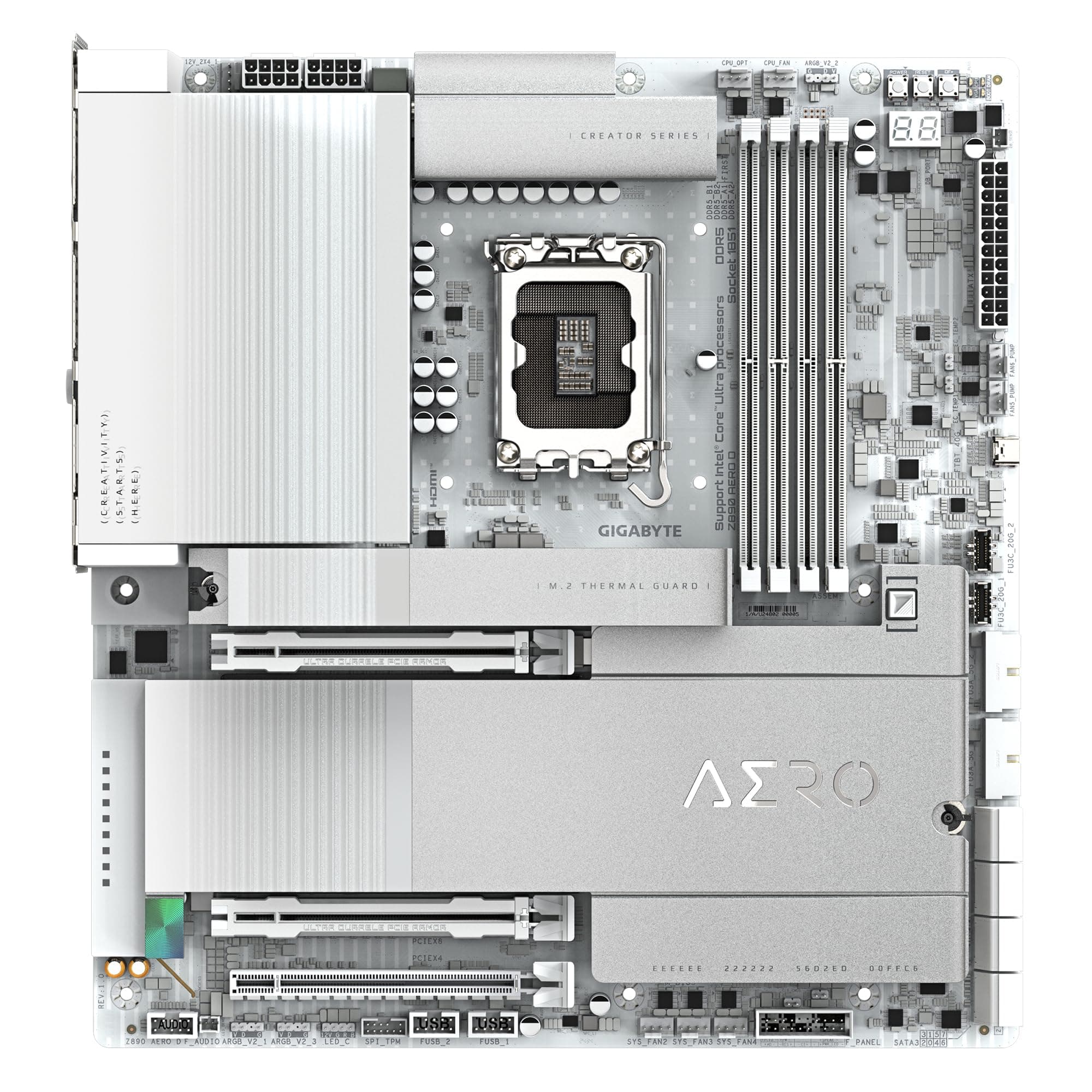 GIGABYTE Z890 AERO D Motherboard - Unterstützt Intel Core Ultra (Serie 2) CPUs, 16+1+2 Phasen VRM, bis zu 9500MHz DDR5 (OC), PCIe 5.0 M.2, Wi-Fi 7, Thunderbolt 5 Bild 3
