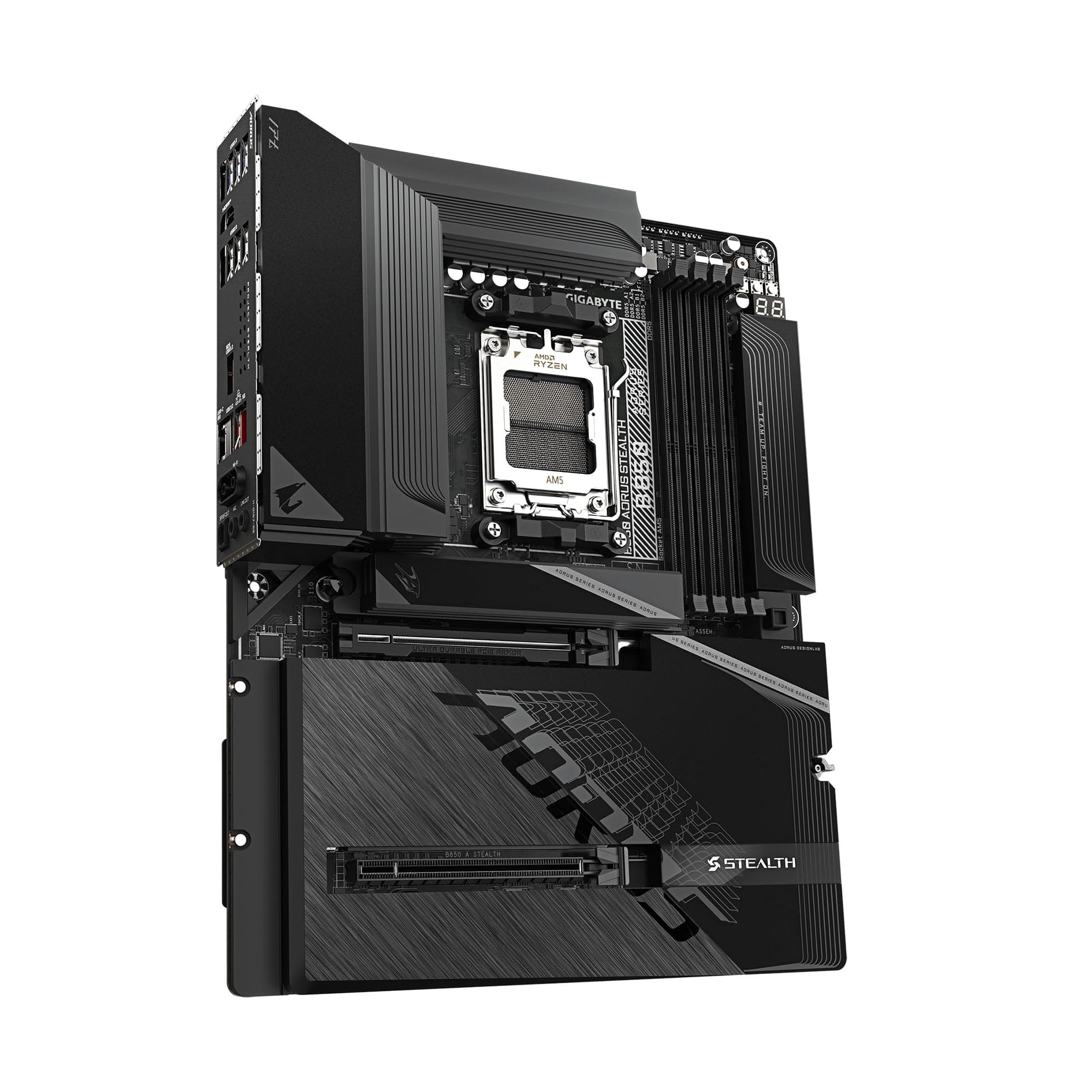 GIGABYTE B850 AORUS Stealth AMD AM5 ATX Motherboard, unterstützt AMD Ryzen 9000/8000/7000 Series Prozessoren, DDR5, 14+2+2 Power Phase, 4X M.2, PCIe 5.0, USB-C, WIFI7, 5GbE LAN, EZ-Latch, 5 Jahre Bild 5