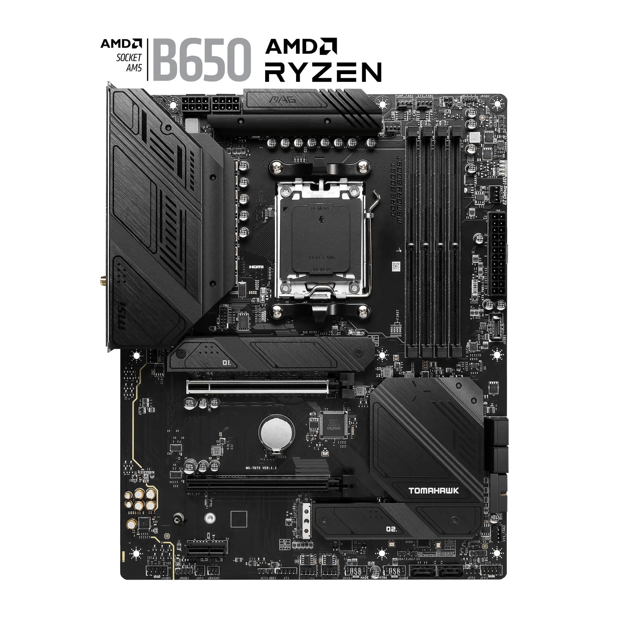 MSI MAG B650 Tomahawk WiFi Mainboard, ATX - Unterstützt Ryzen 9000, 8000 & 7000 Serie Prozessoren, AM5-14 Duet Rail 80A VRM, DDR5 Memory Boost 6400+MHz/OC, 2 x PCIe 4.0 x16, 3X M.2 Gen4, Wi-Fi 6E Bild 3